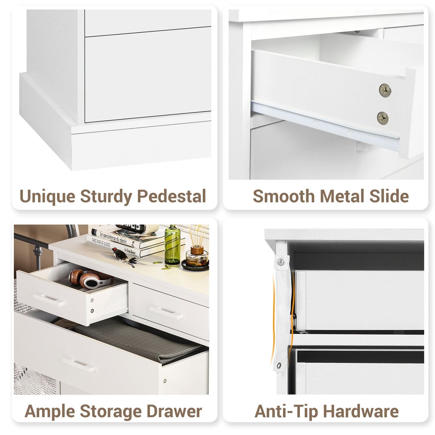 Tall Dresser with 7 Storage Drawers White