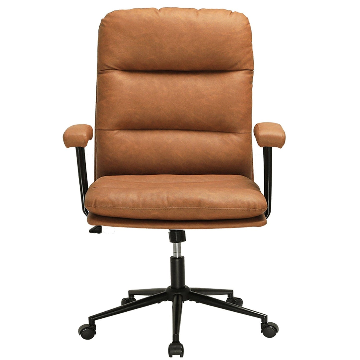 Leather Office Chair with Adjustable Back Brown