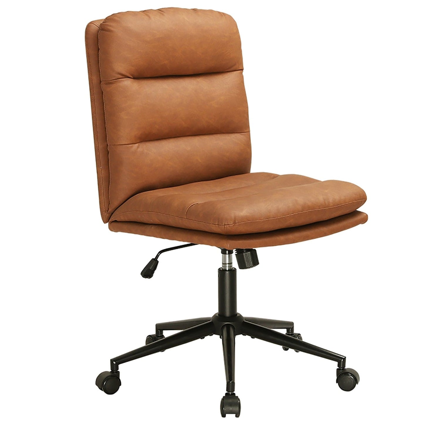 Leather Office Chair with Adjustable Back Brown