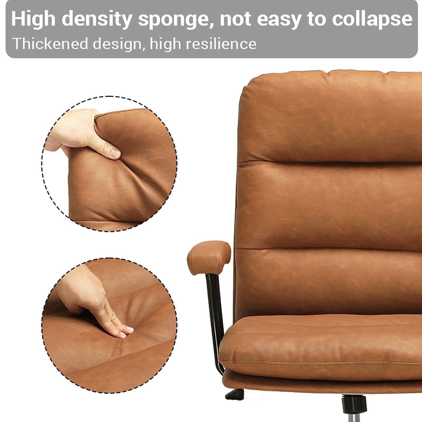 Leather Office Chair with Adjustable Back Brown