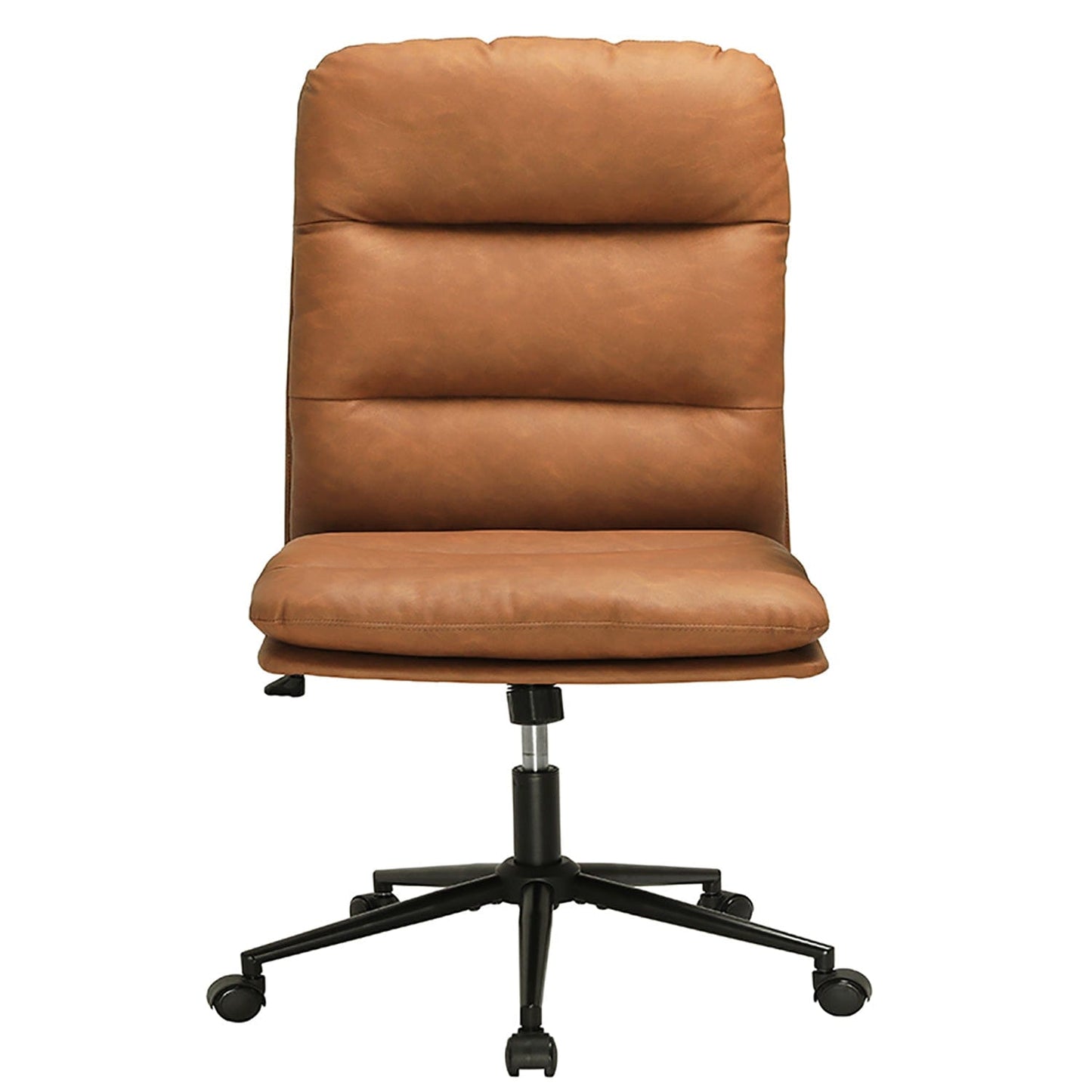 Leather Office Chair with Adjustable Back Brown