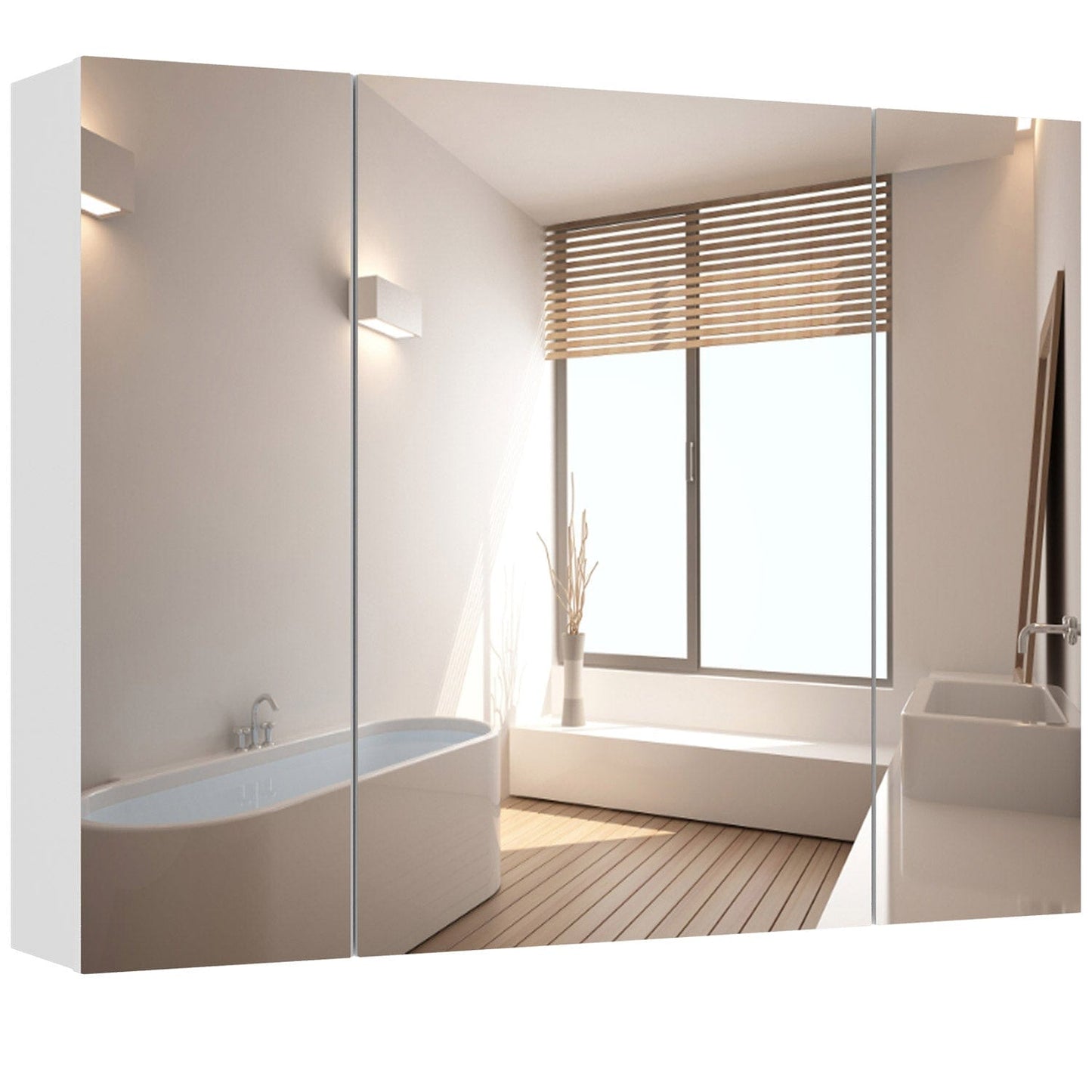 3 Doors Medicine Cabinet with Mirror White