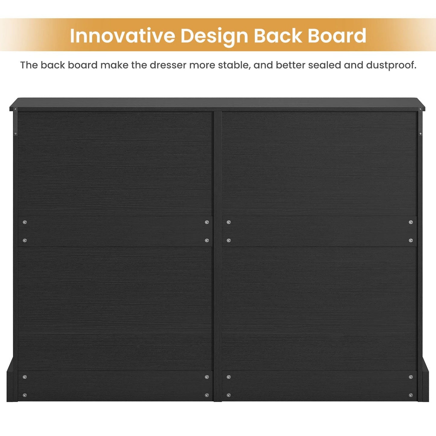 No Handle Design Dresser with 8 Drawers Black