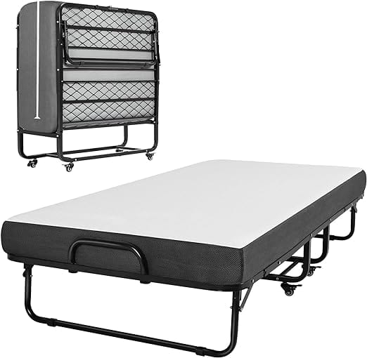 Twin Size Folding Bed with Memory Foam Mattress Black