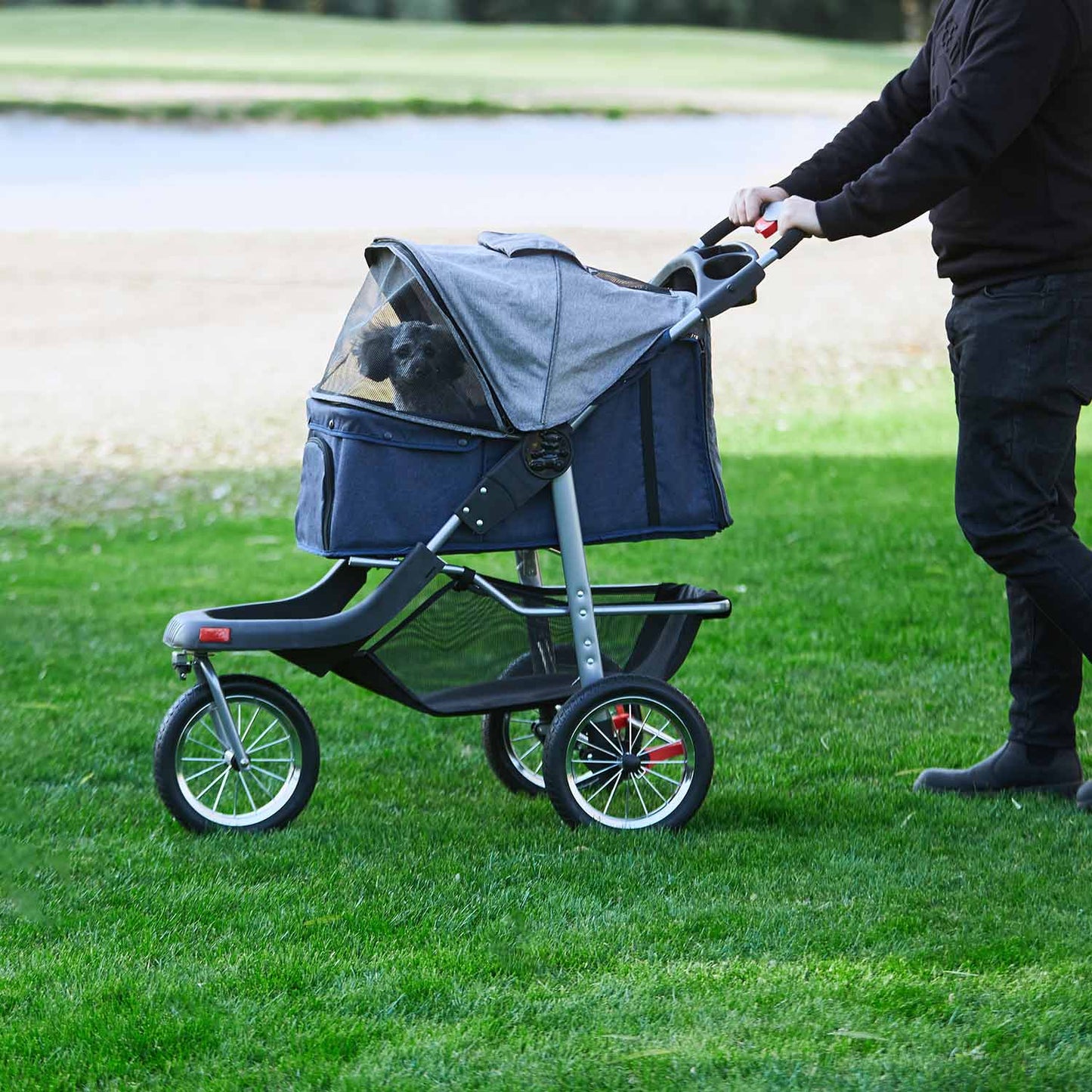 Pet Stroller Folding Traveling Cart Blue Grey