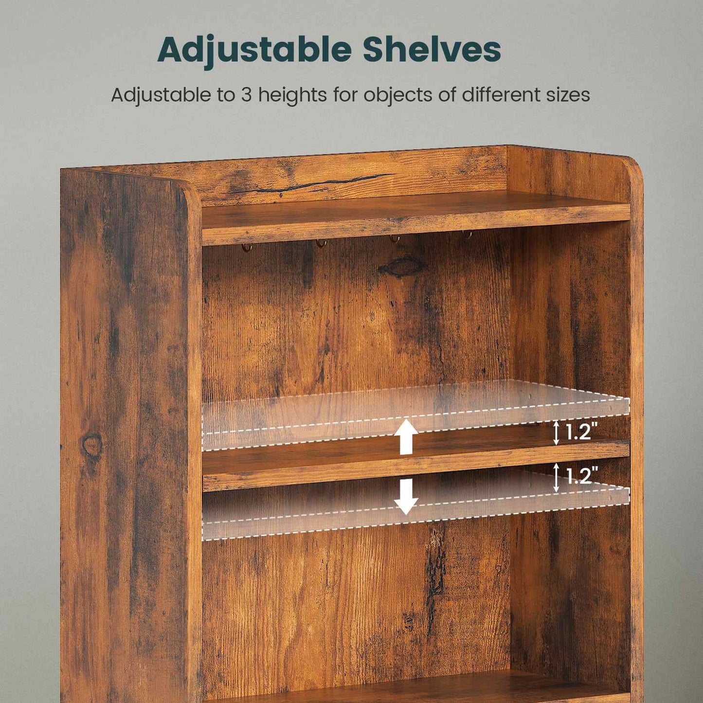 LED Tall Nightstand with Bookshelf Brown
