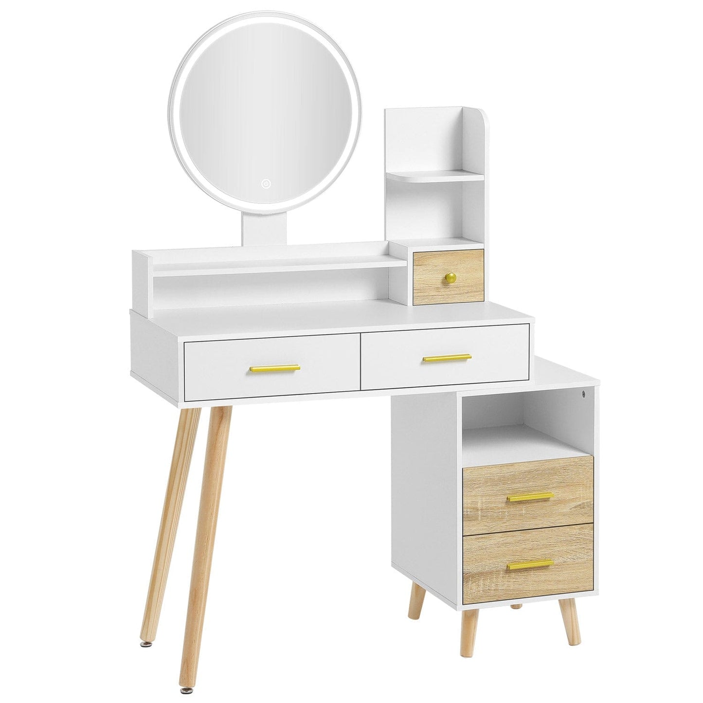 Makeup Vanity with LED Touch Screen Mirror White