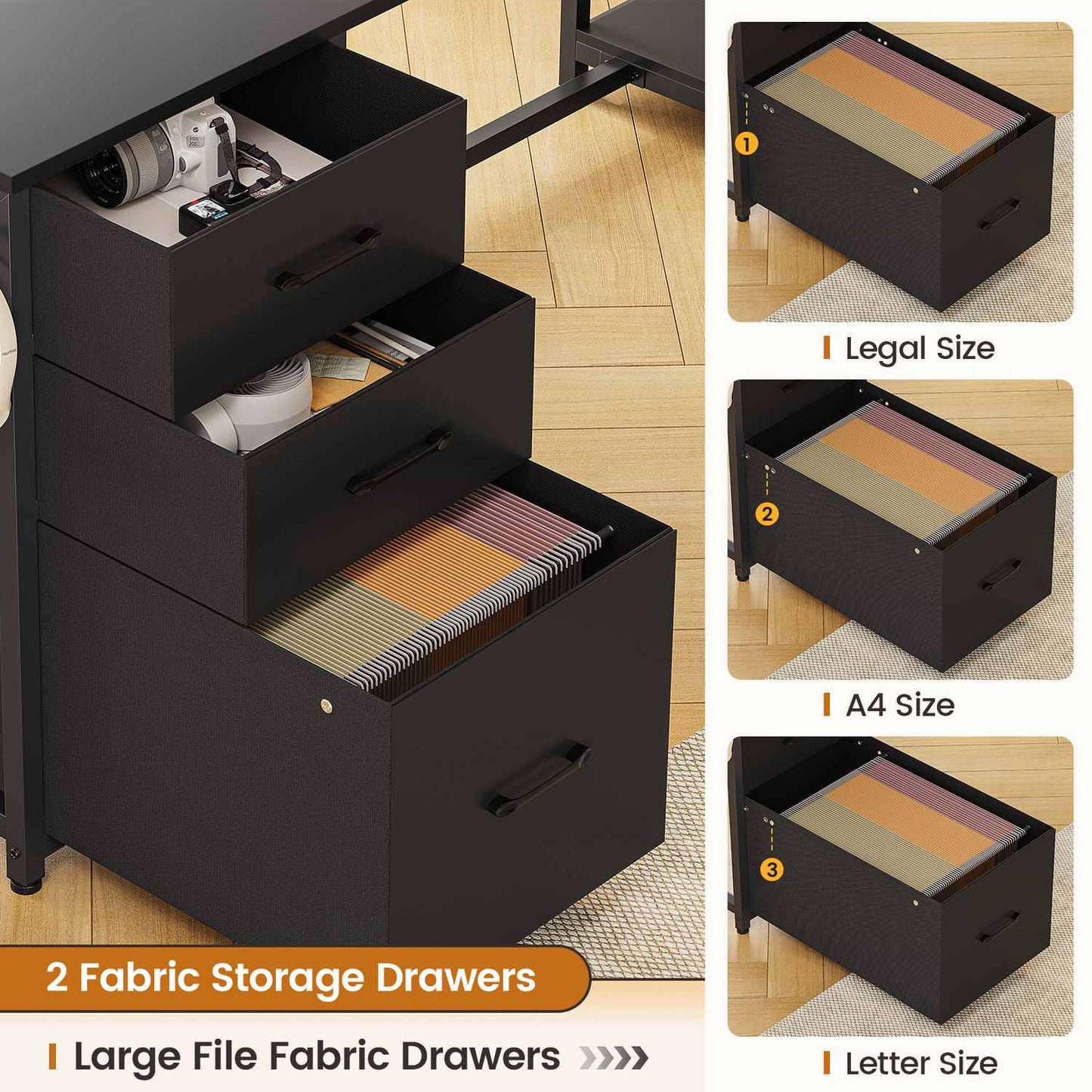 58 Inches L Shaped LED Gaming Desk Black