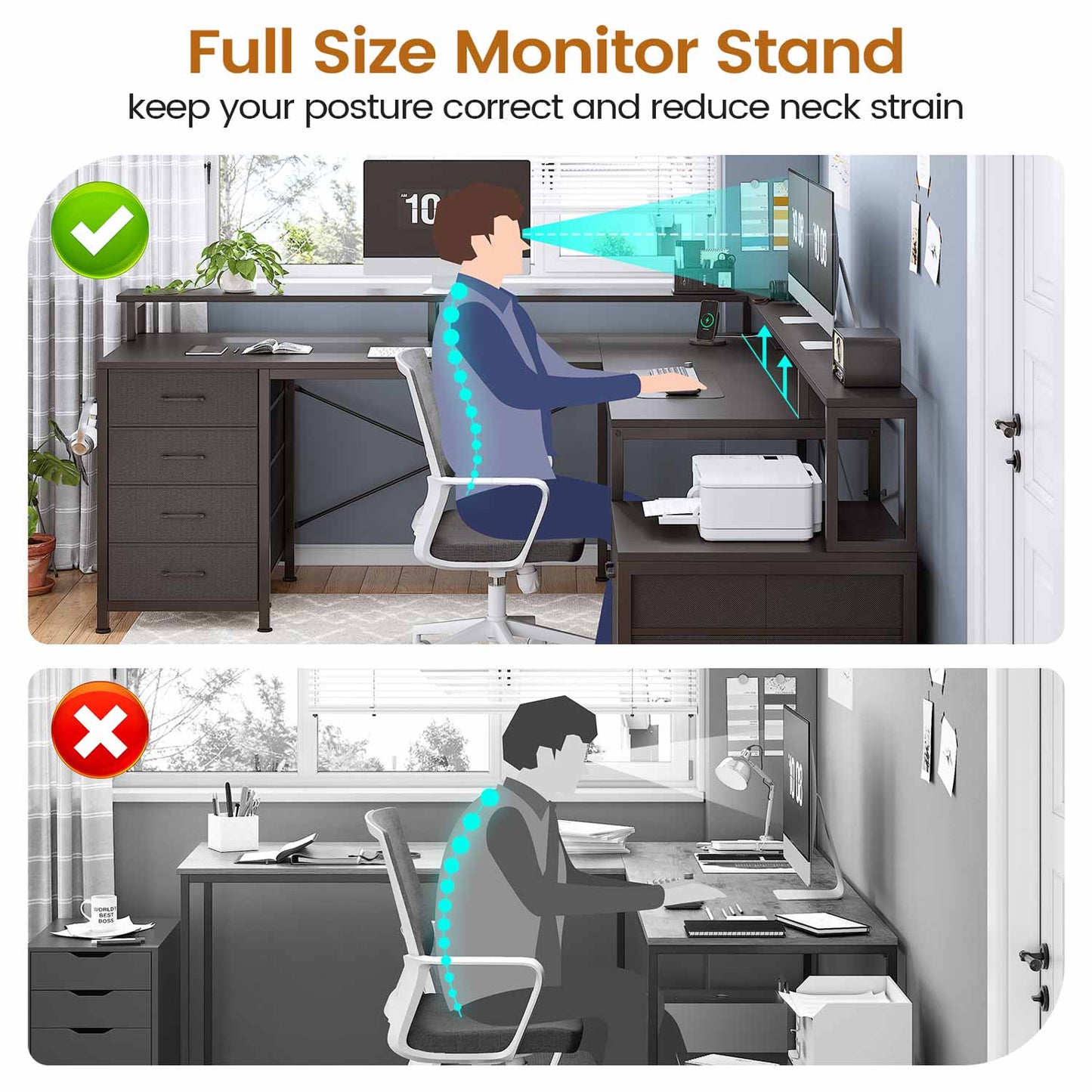 108 Inches LED 2 Person Gaming Desk Black