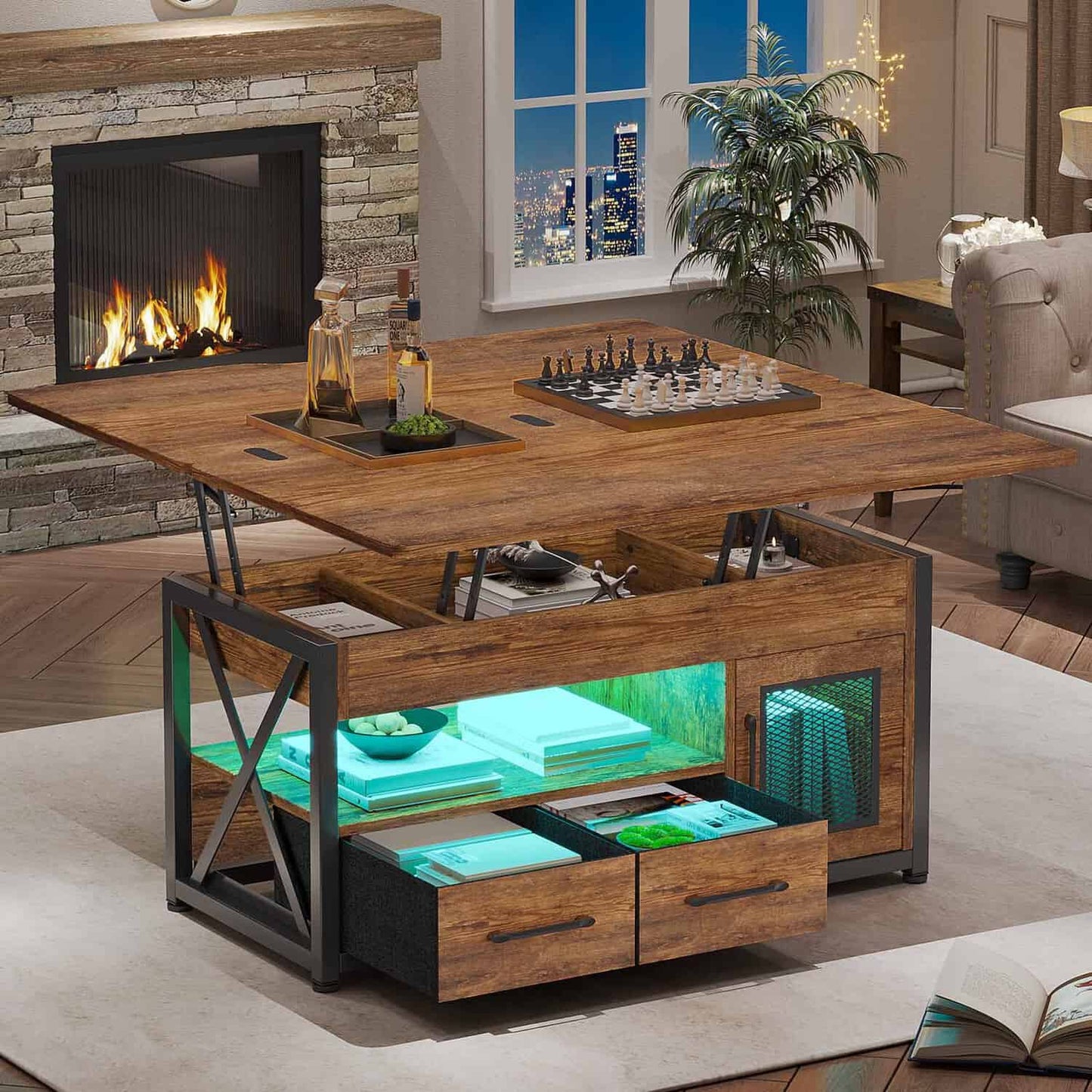 40in Lift Top Coffee Table Brown