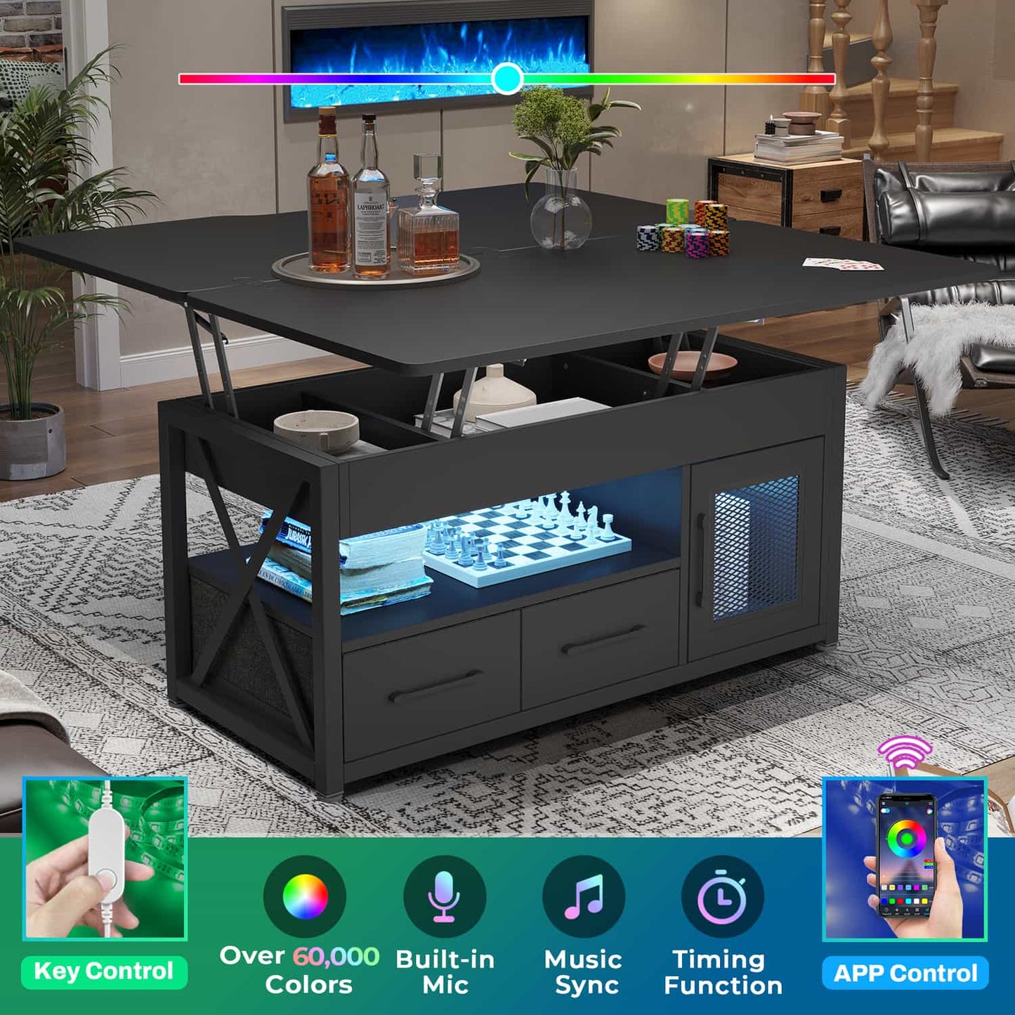 40in Lift Top Coffee Table Black