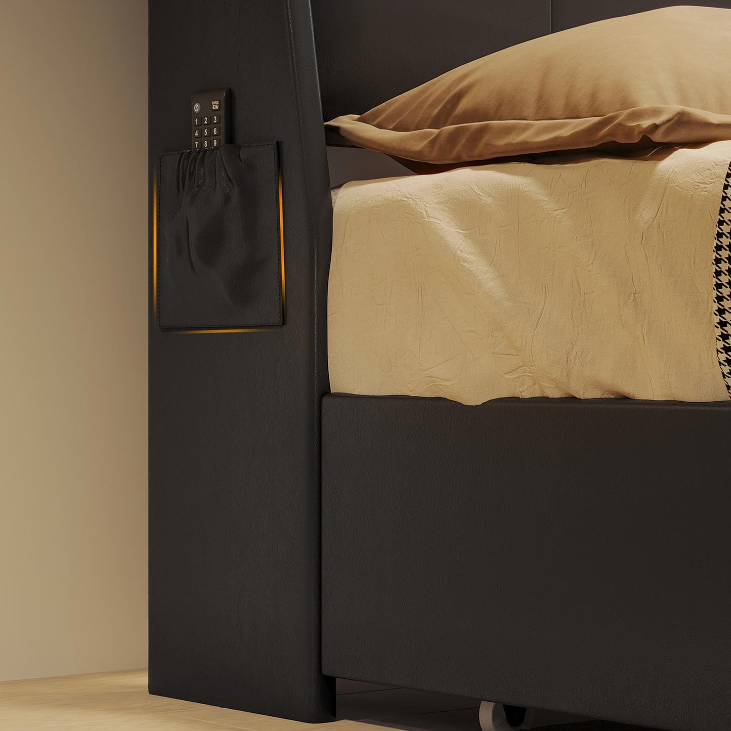 Twin Size LED Bed Frame with 4 Storage Drawers Black