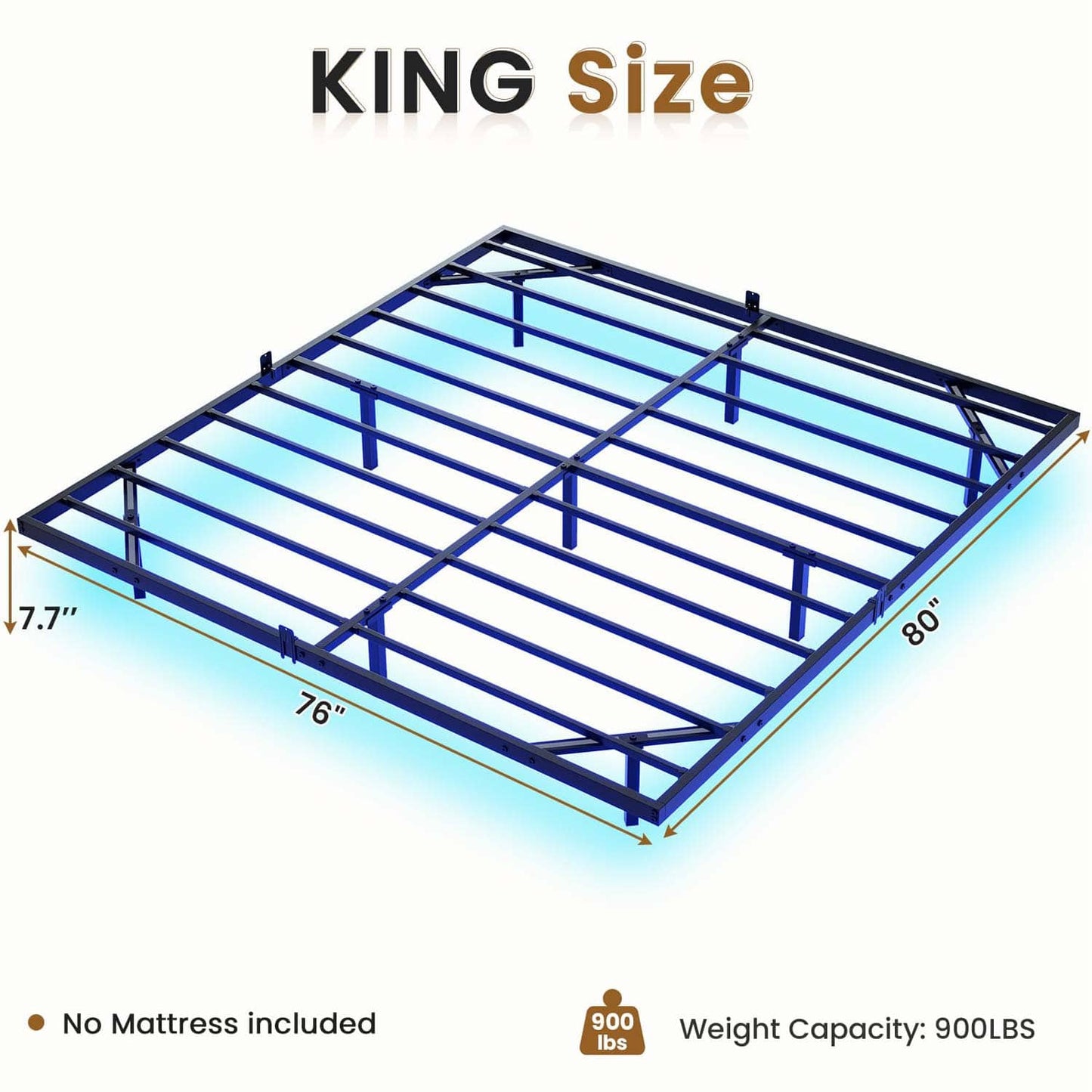 Metal Floating Bed Frame with LED Lights Black