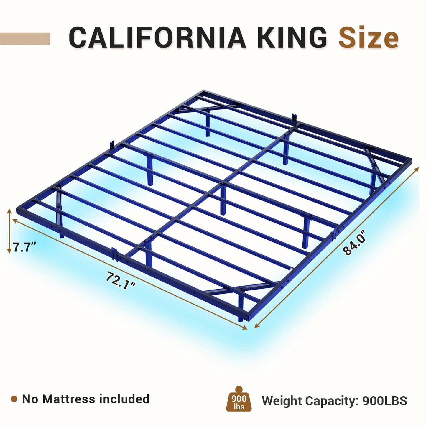 Metal Floating Bed Frame with LED Lights Black