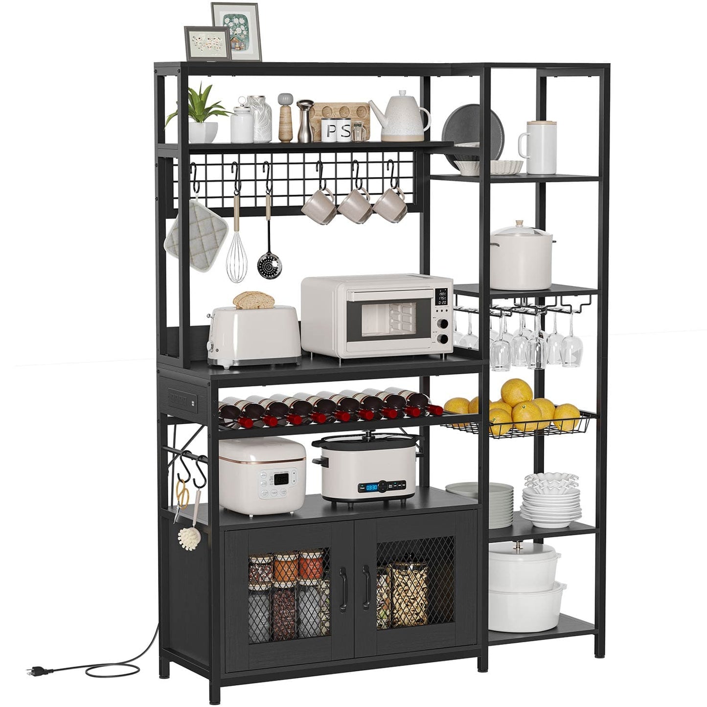 Coffee Bar Bakers Rack Black