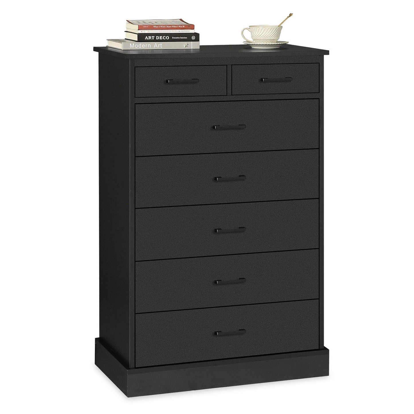 Tall Dresser with 7 Storage Drawers Black