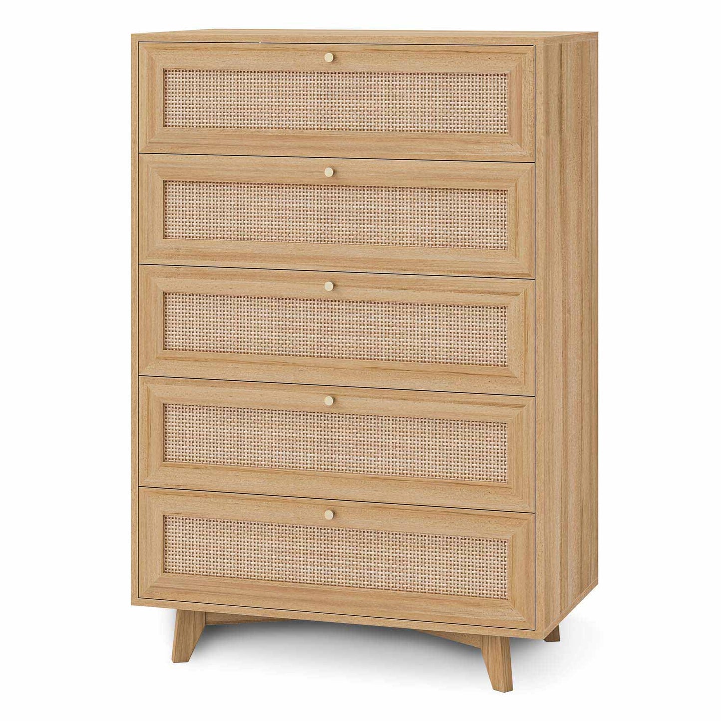 Natural Rattan Dresser with 5 Storage Drawers