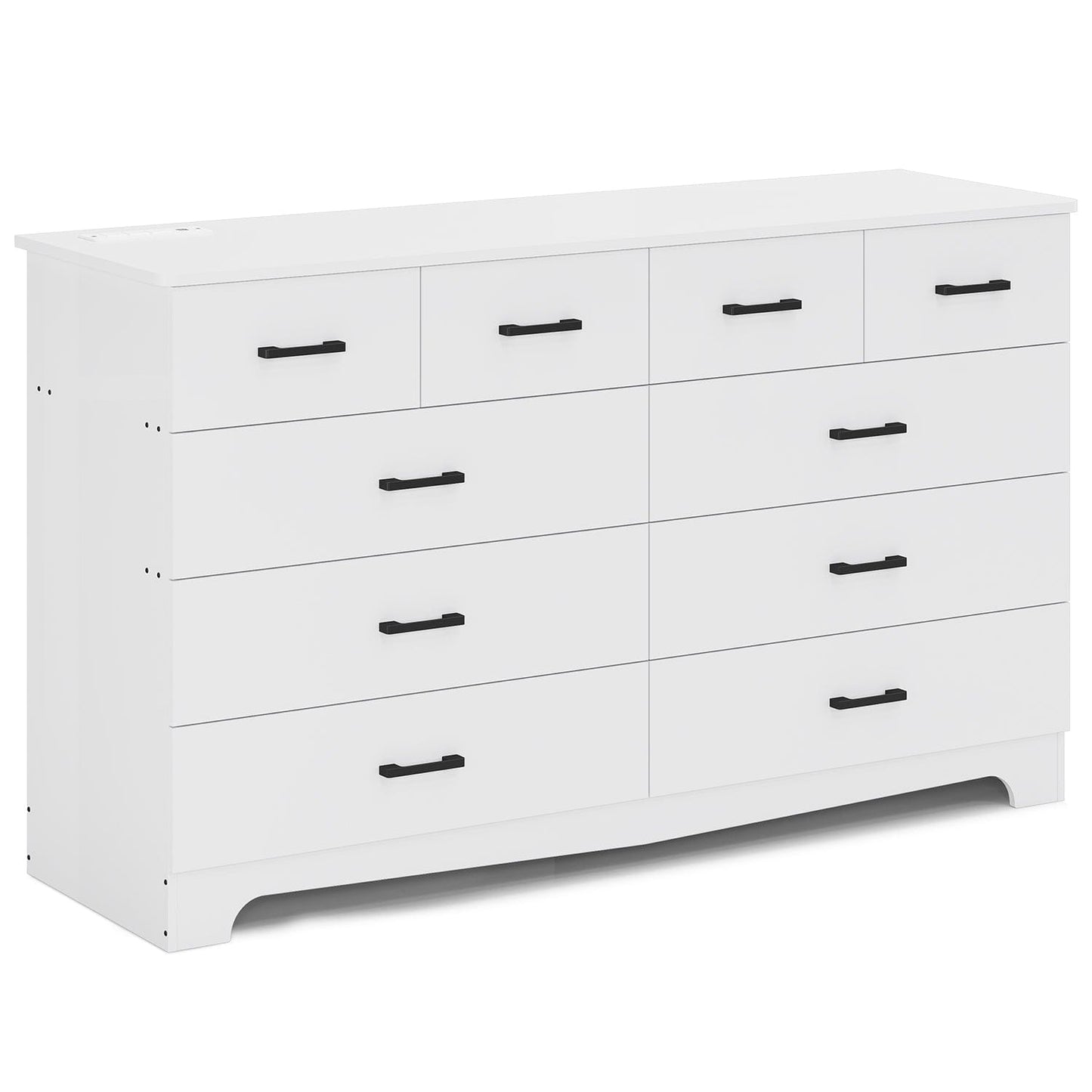 55.1 Inches Dresser with 10 Storage Drawers White