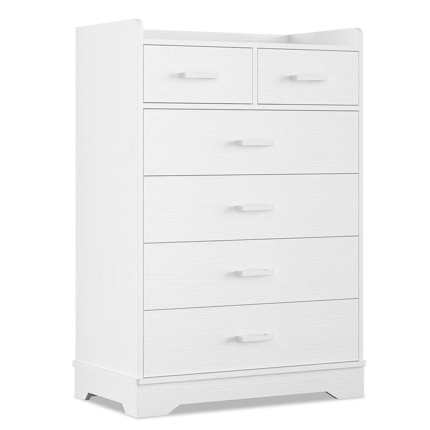 6 Drawers Dresser with Vertical Large Storage White
