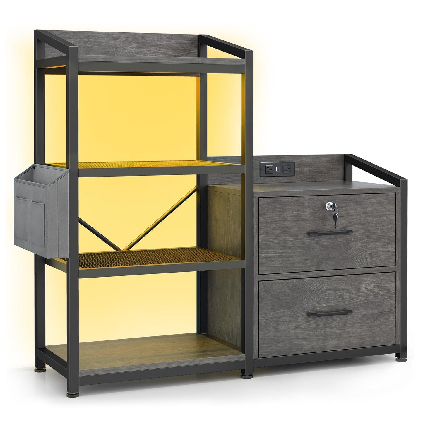 35.4 Inches LED File Cabinet Grey