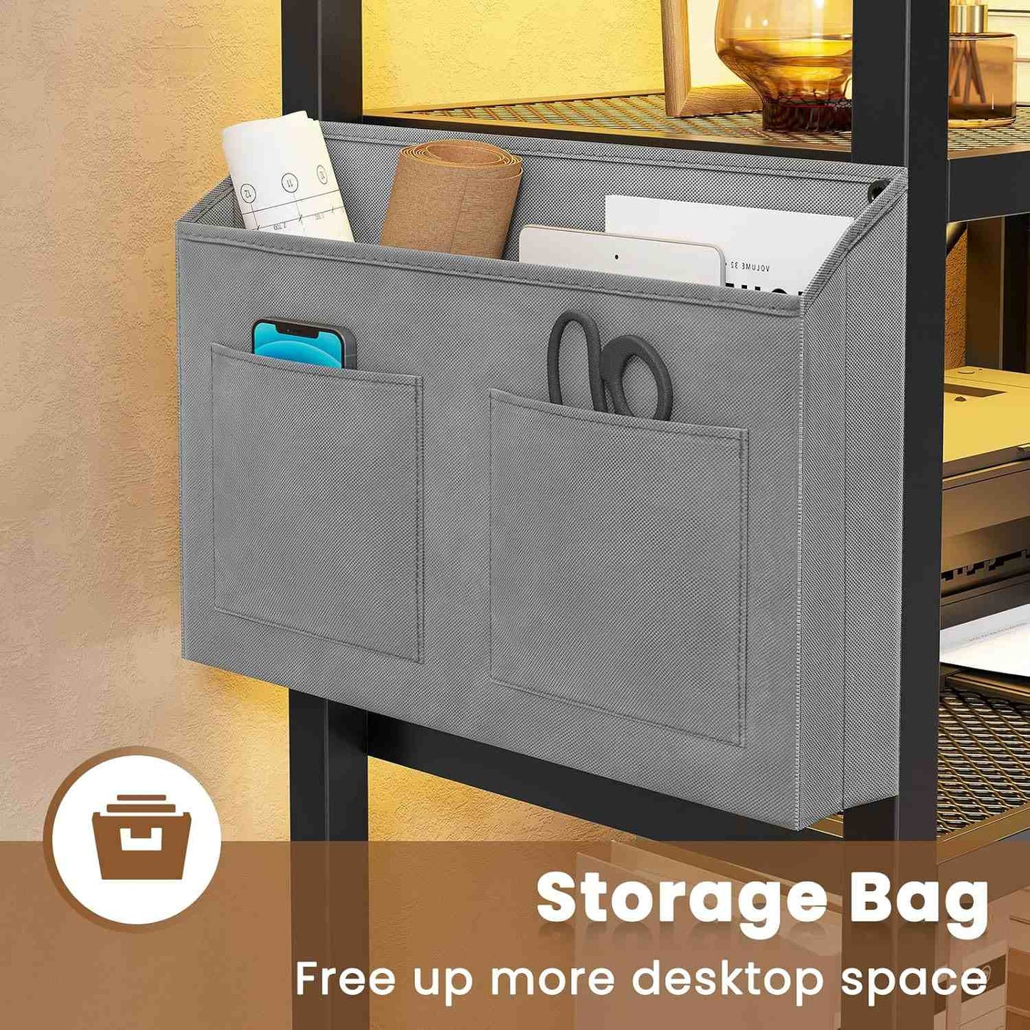 35.4 Inches LED File Cabinet Grey