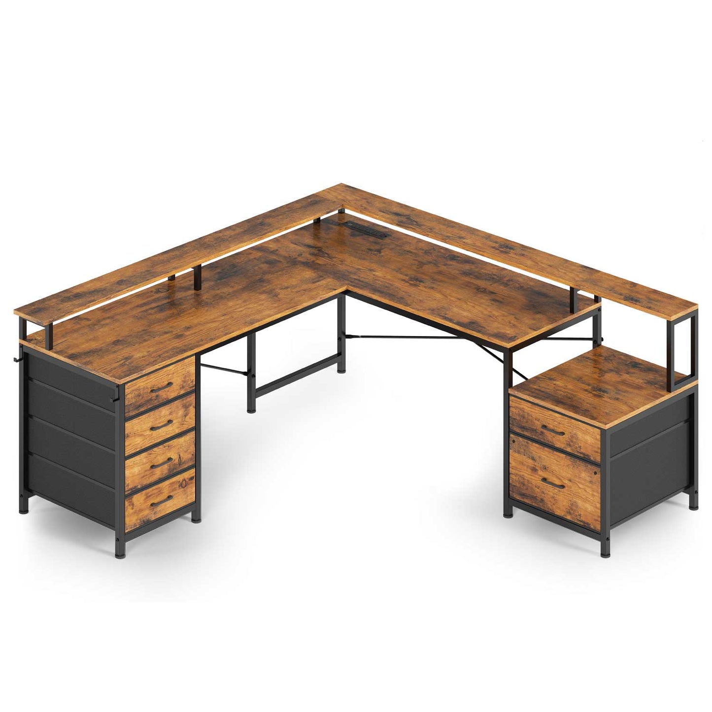 108 Inches LED 2 Person Gaming Desk Brown