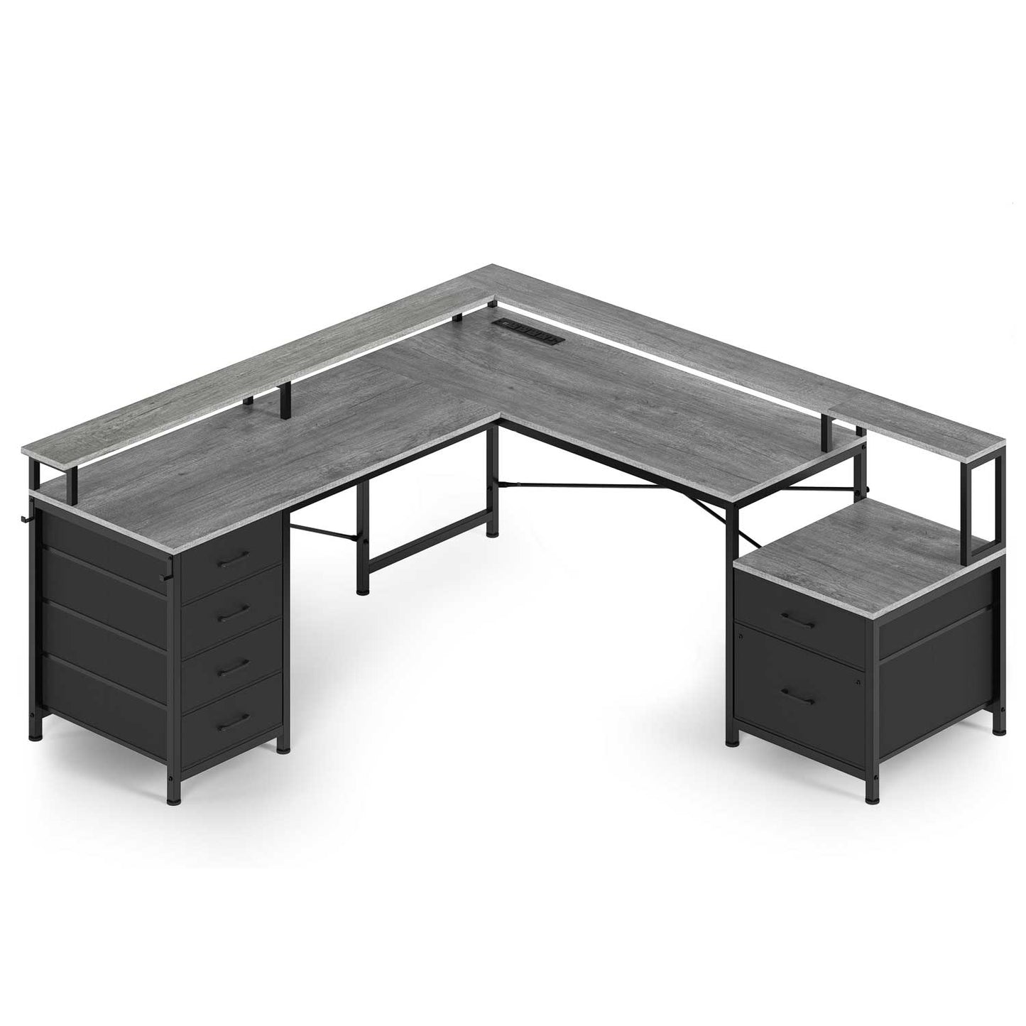 108 Inches LED 2 Person Gaming Desk Grey