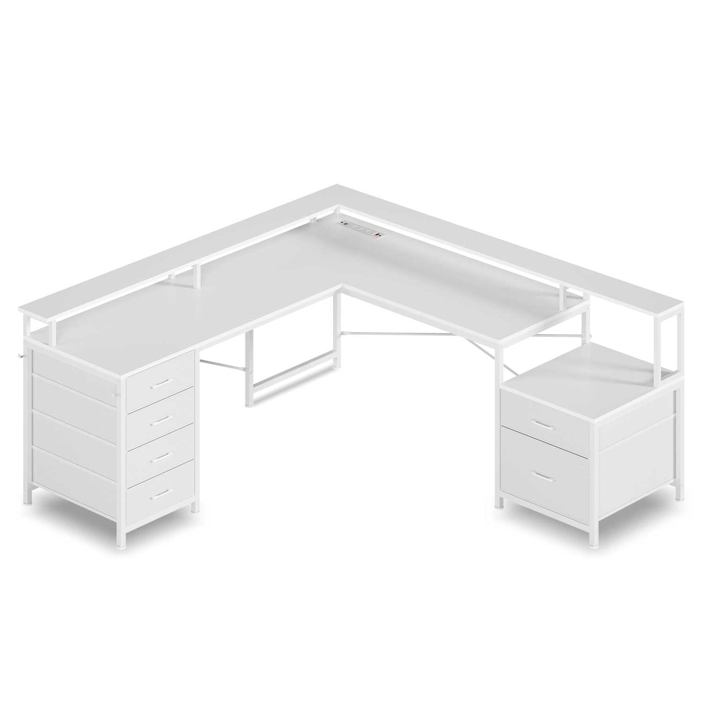 108 Inches LED 2 Person Gaming Desk White