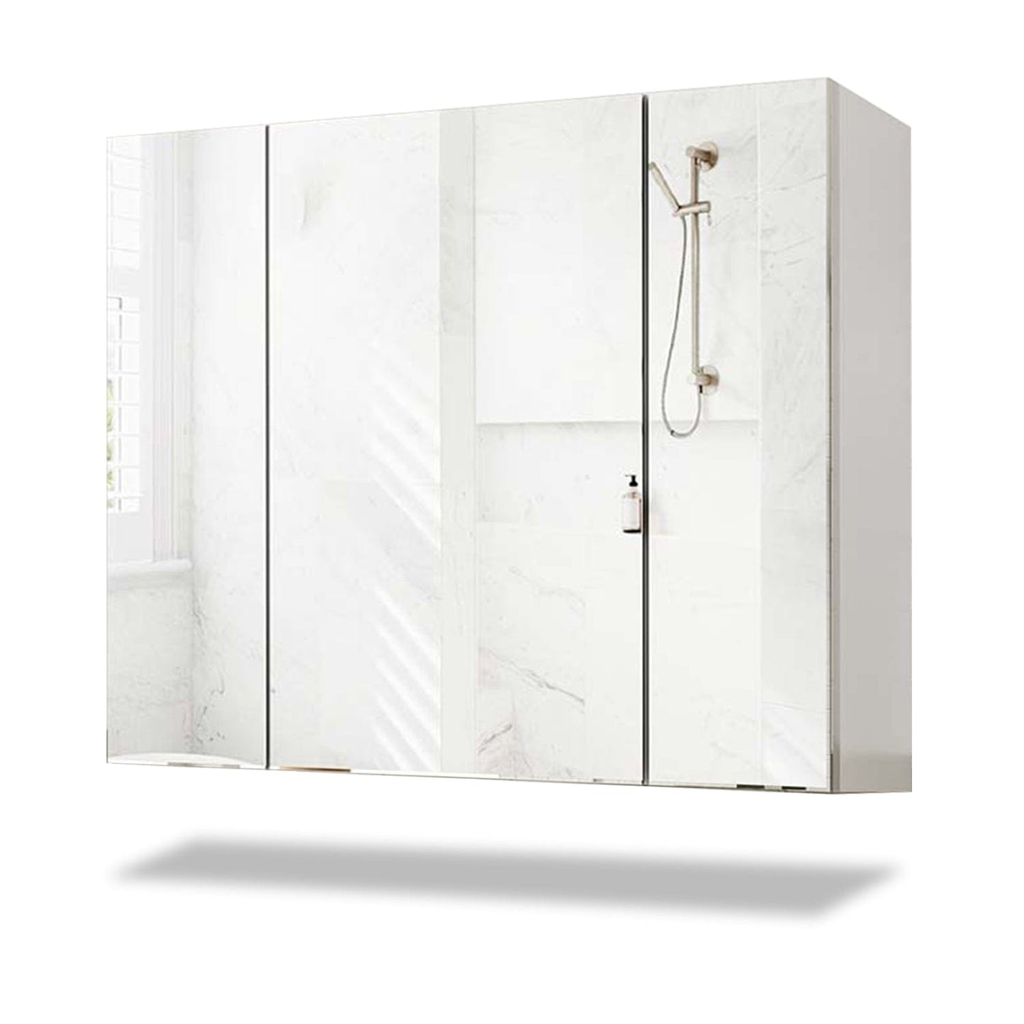 3 Doors Medicine Cabinet with Mirror White