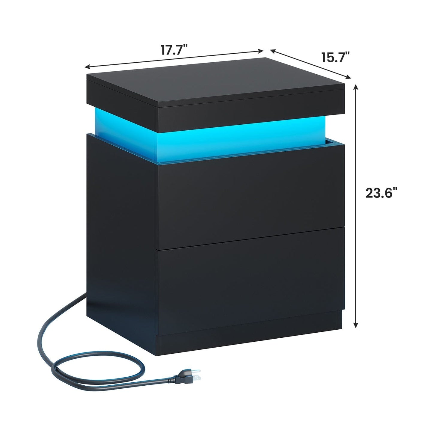 Nightstand with Sliding Top and 2 Drawers Black