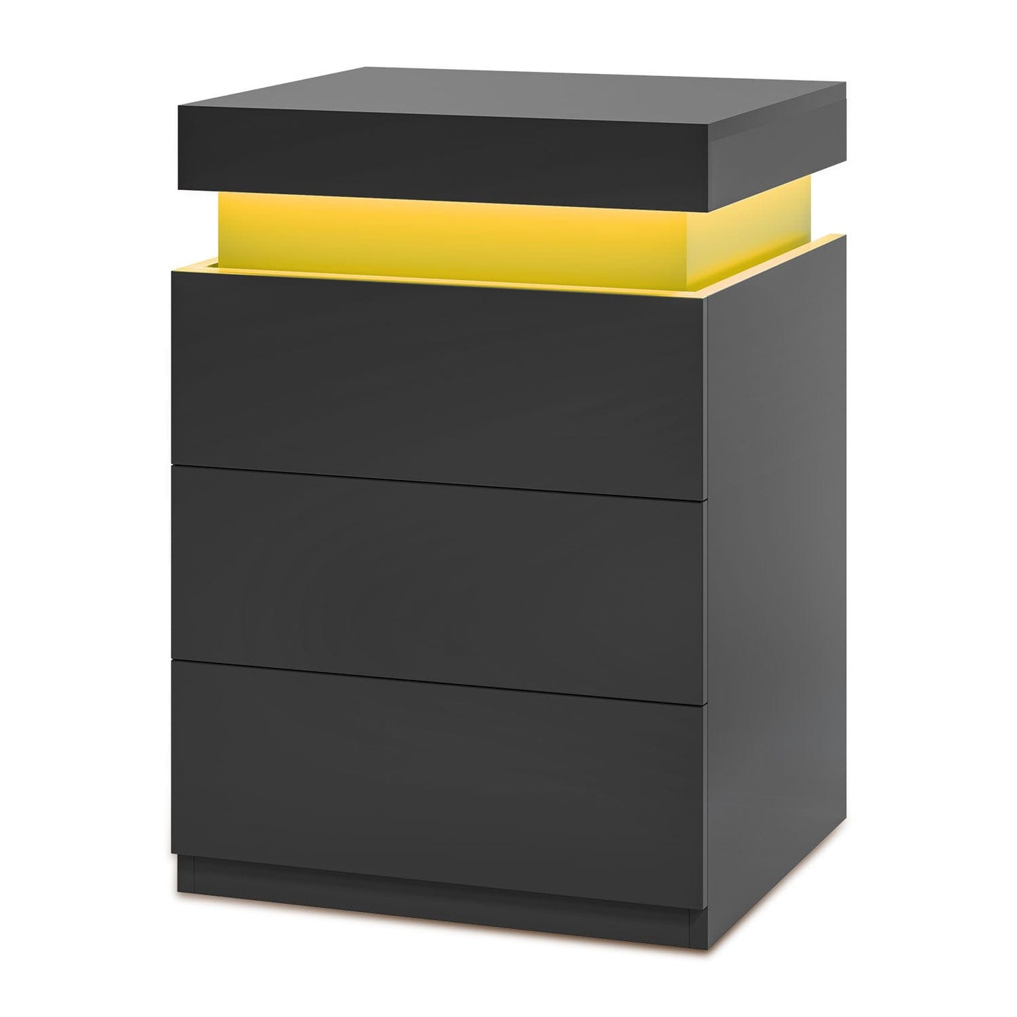 Nightstand with LED Lights Charging Station Black