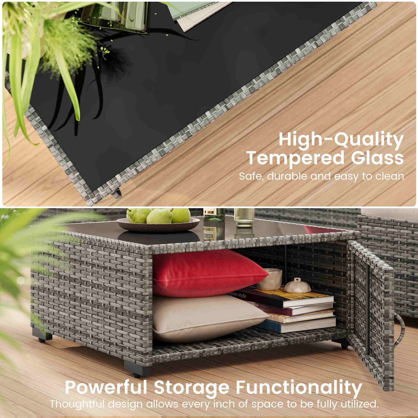 8PCS Rattan Outdoor Sofas Set Beige