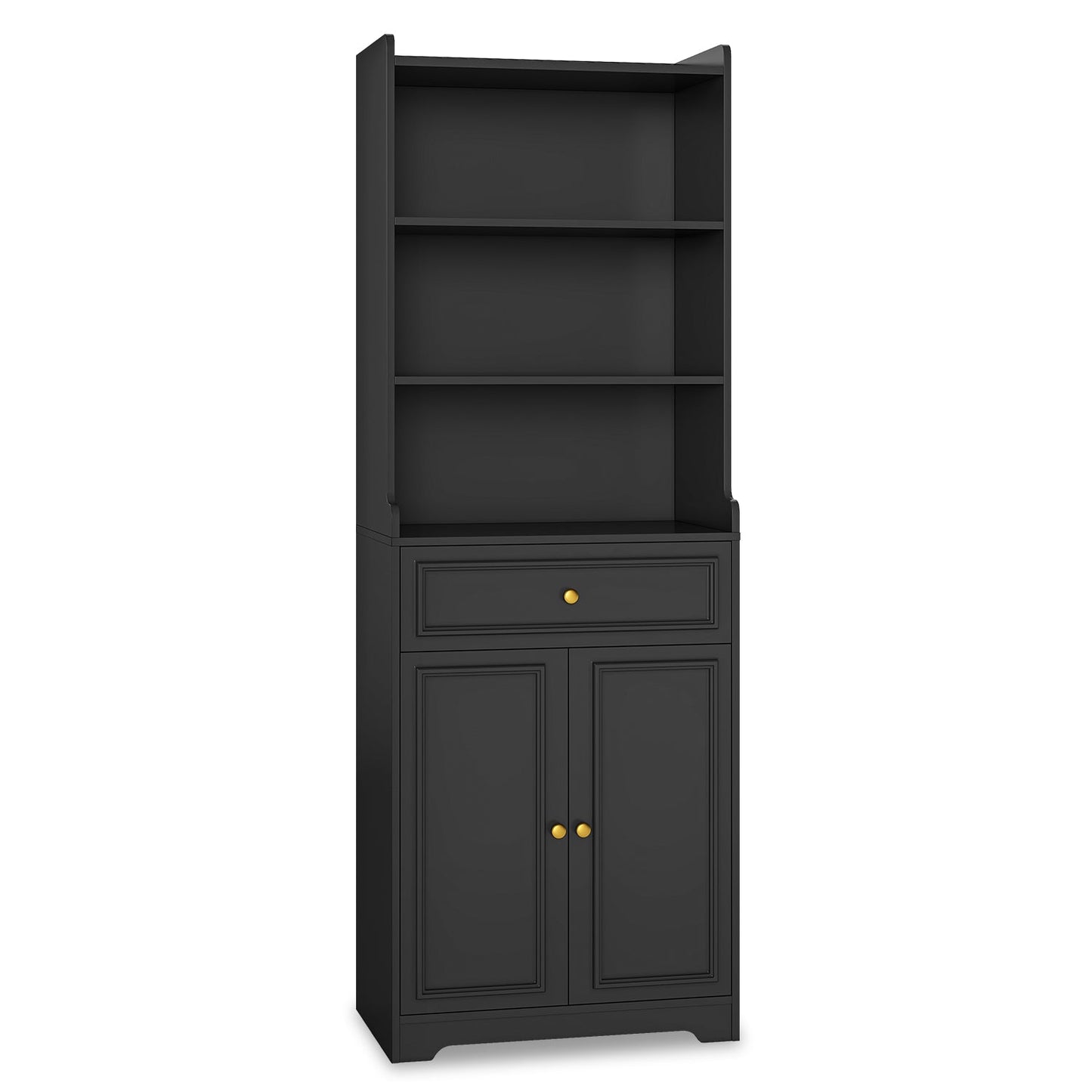 73.2 Inches Storage Cabinets with Doors and Drawer Black