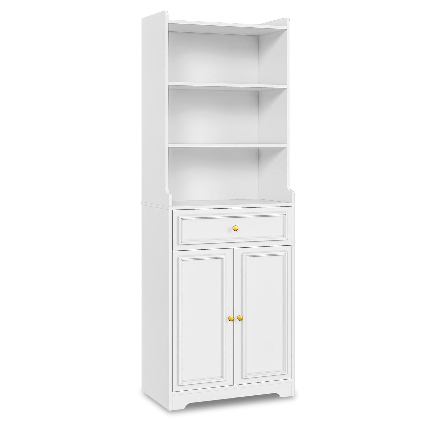 73.2 Inches Storage Cabinets with Doors and Drawer White