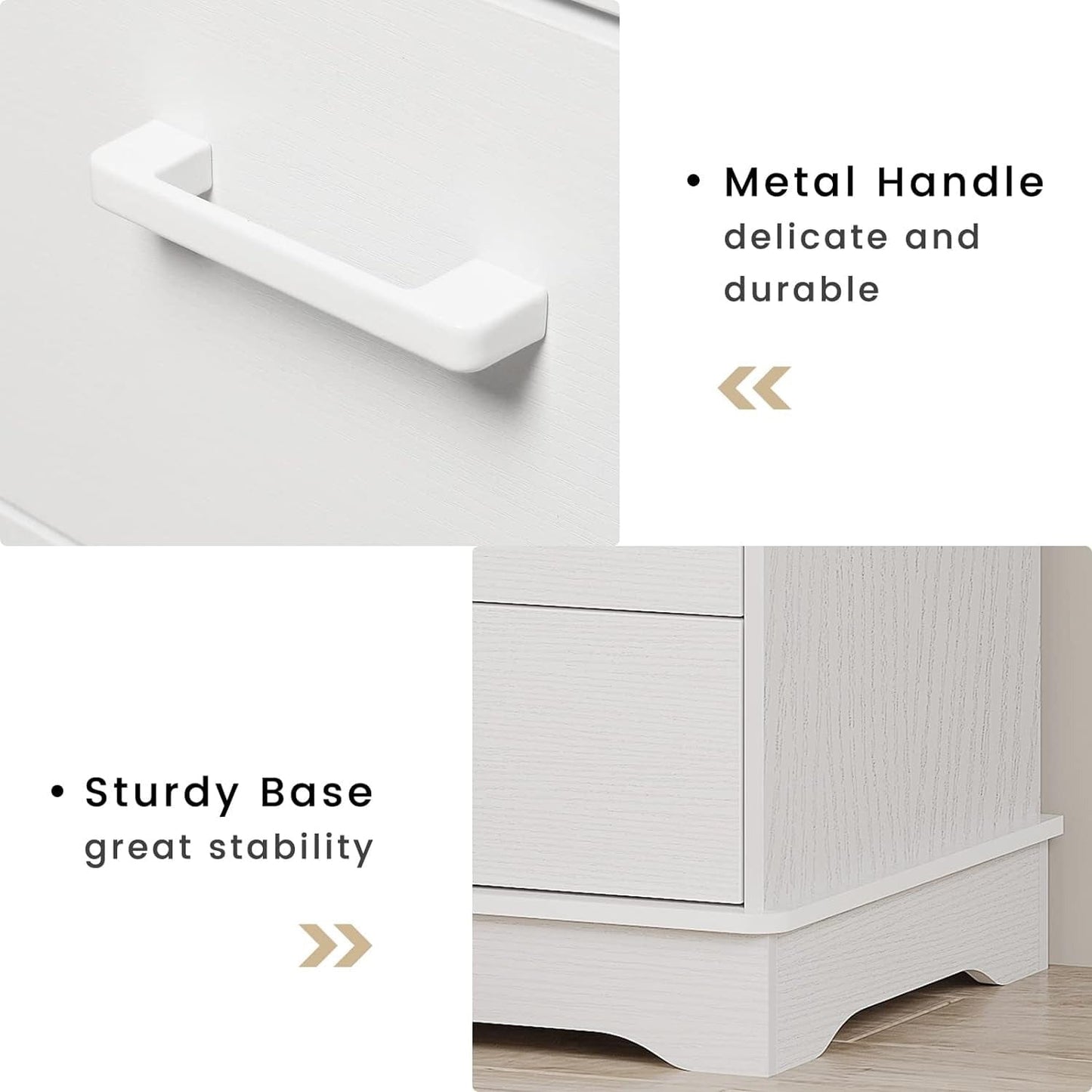 6 Drawers Dresser with Vertical Large Storage White