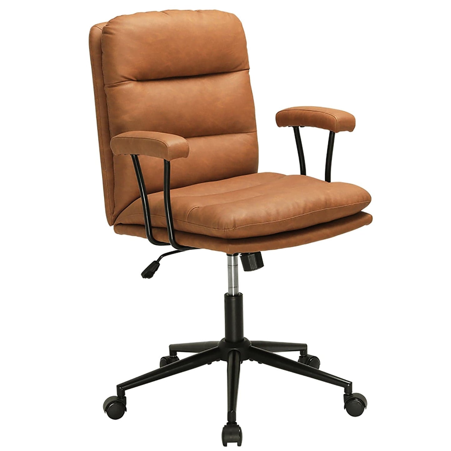 Leather Office Chair with Adjustable Back Brown