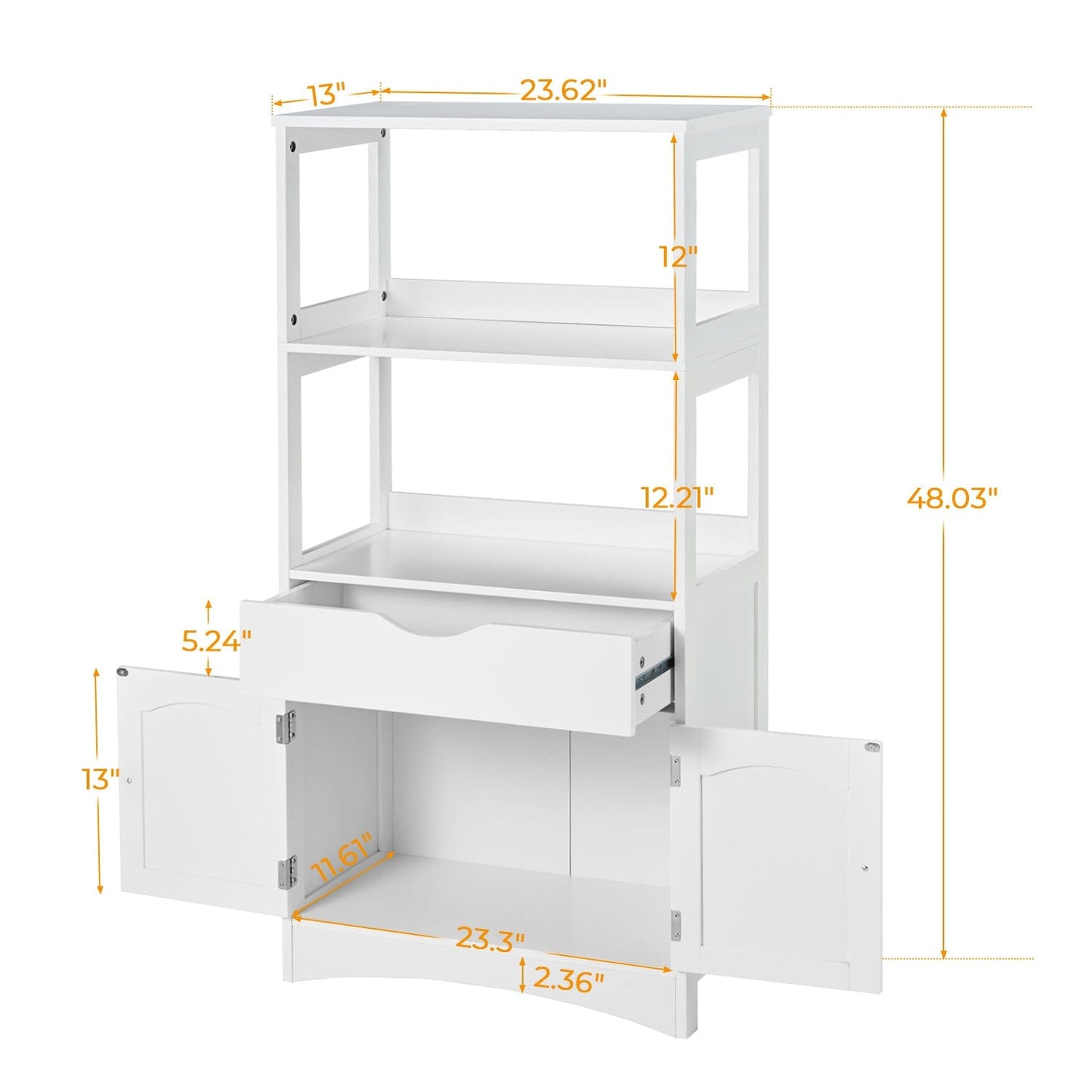 Multifunctional Storage Cabinet with Microwave Space White