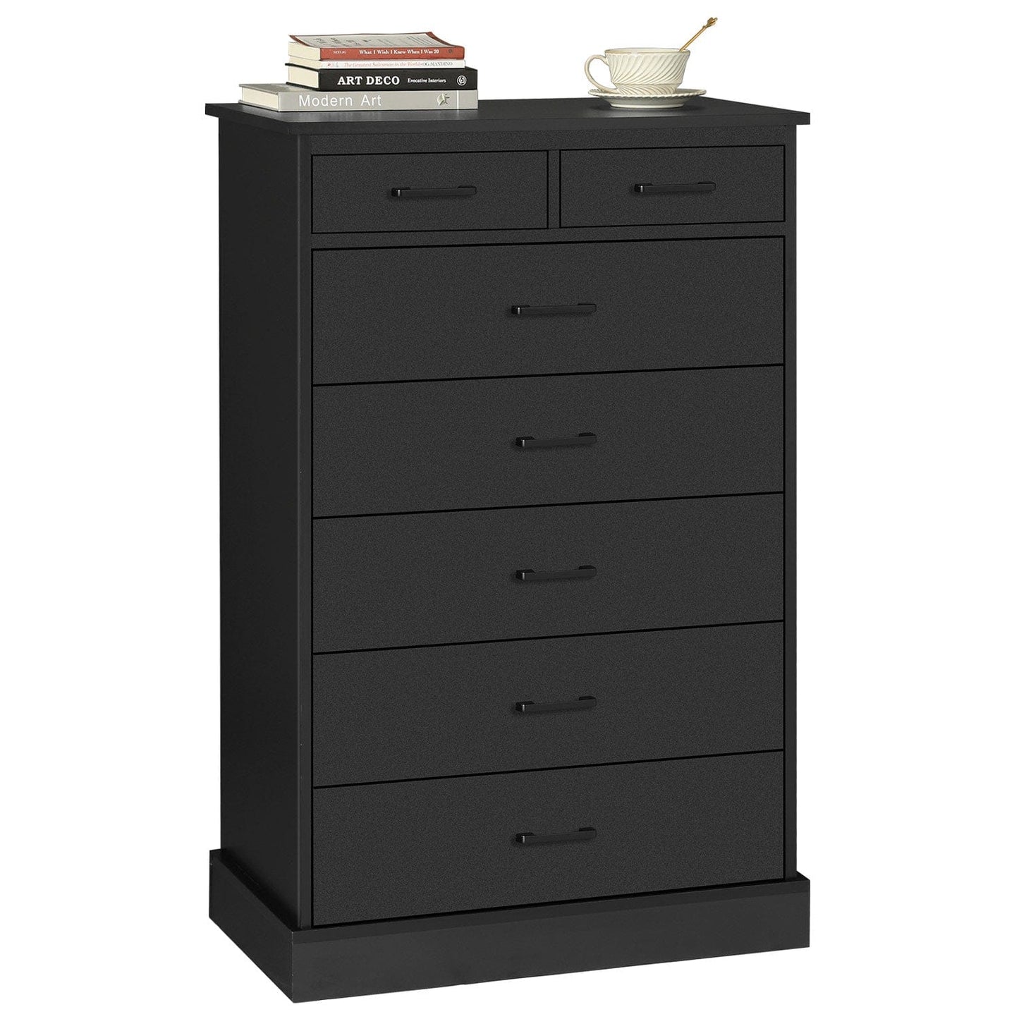 Tall Dresser with 7 Storage Drawers Black