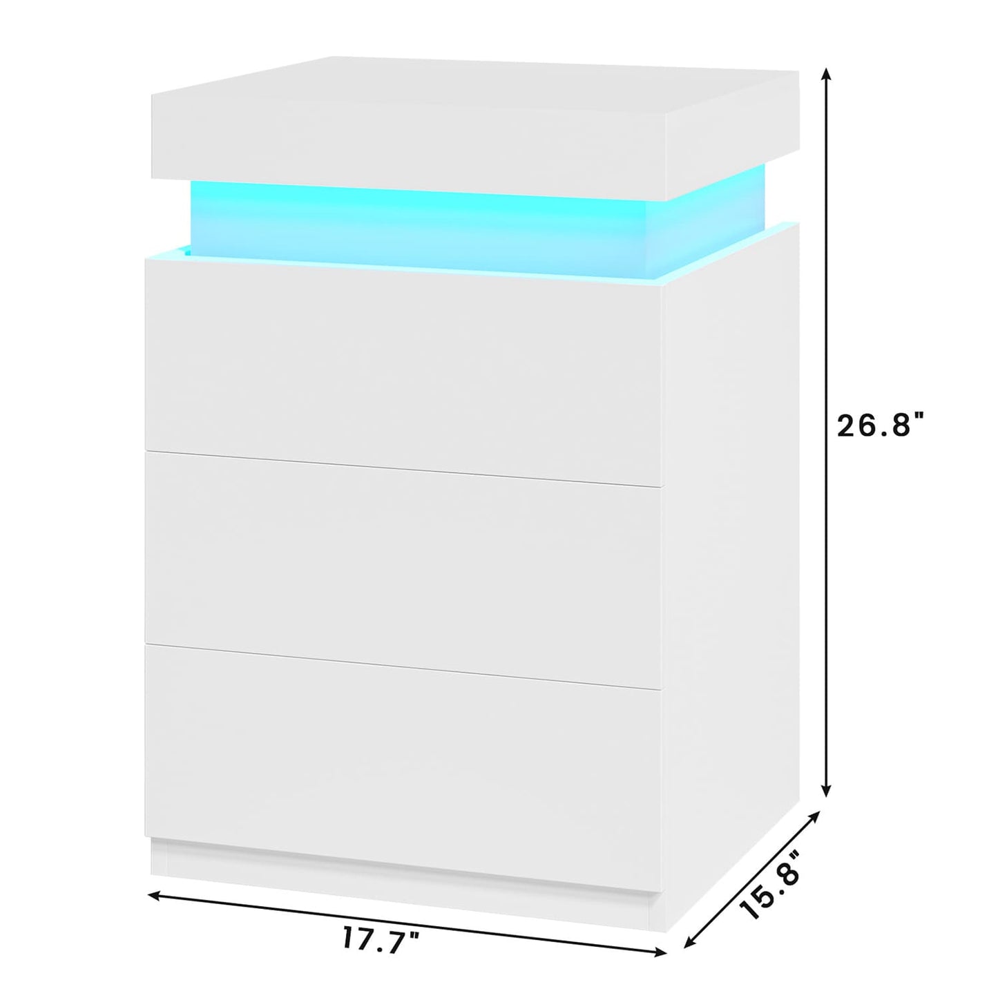 Nightstand with LED Lights Charging Station White