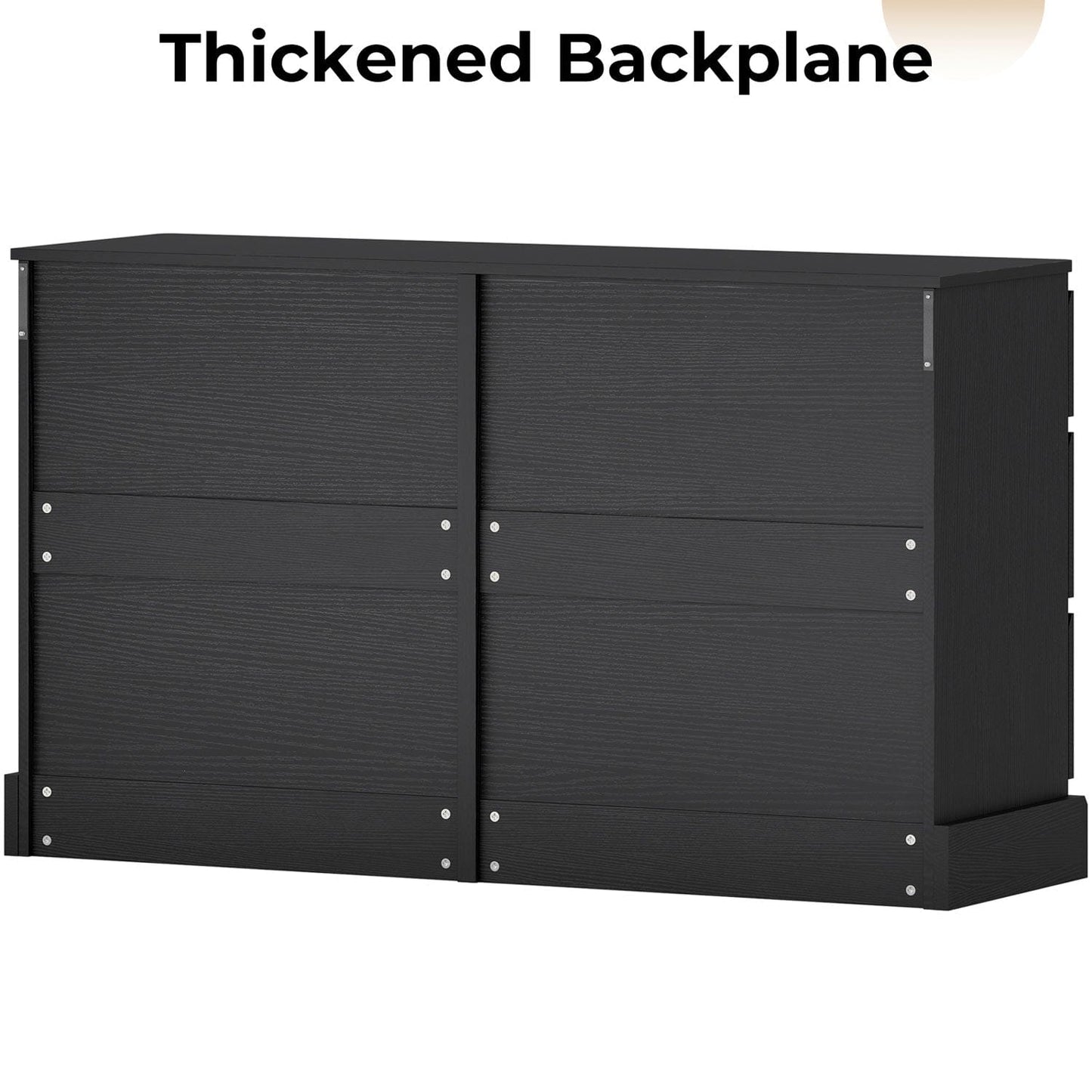 51.5 Inches Wide Dresser with 6 Drawers Black