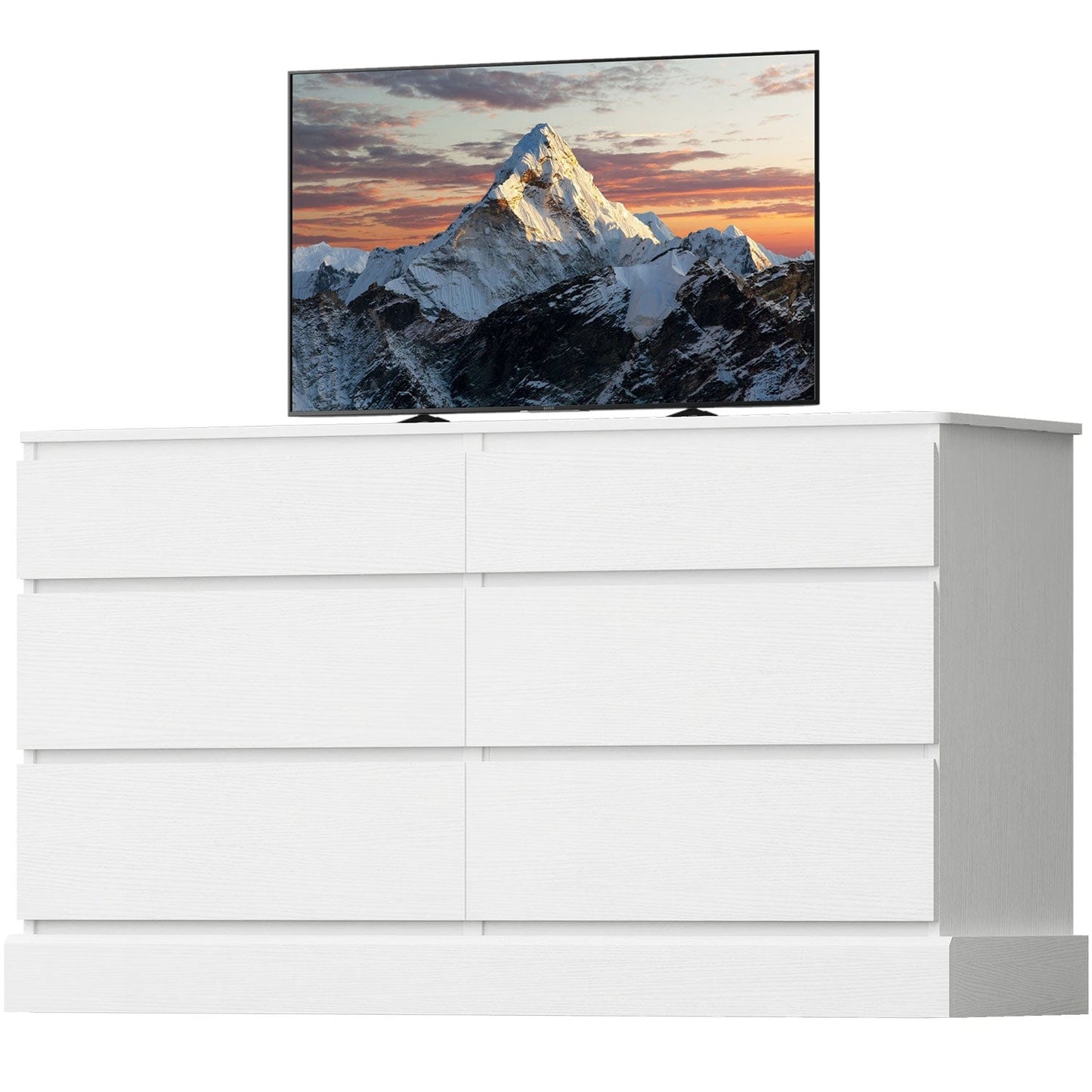 51.5 Inches Wide Dresser with 6 Drawers White