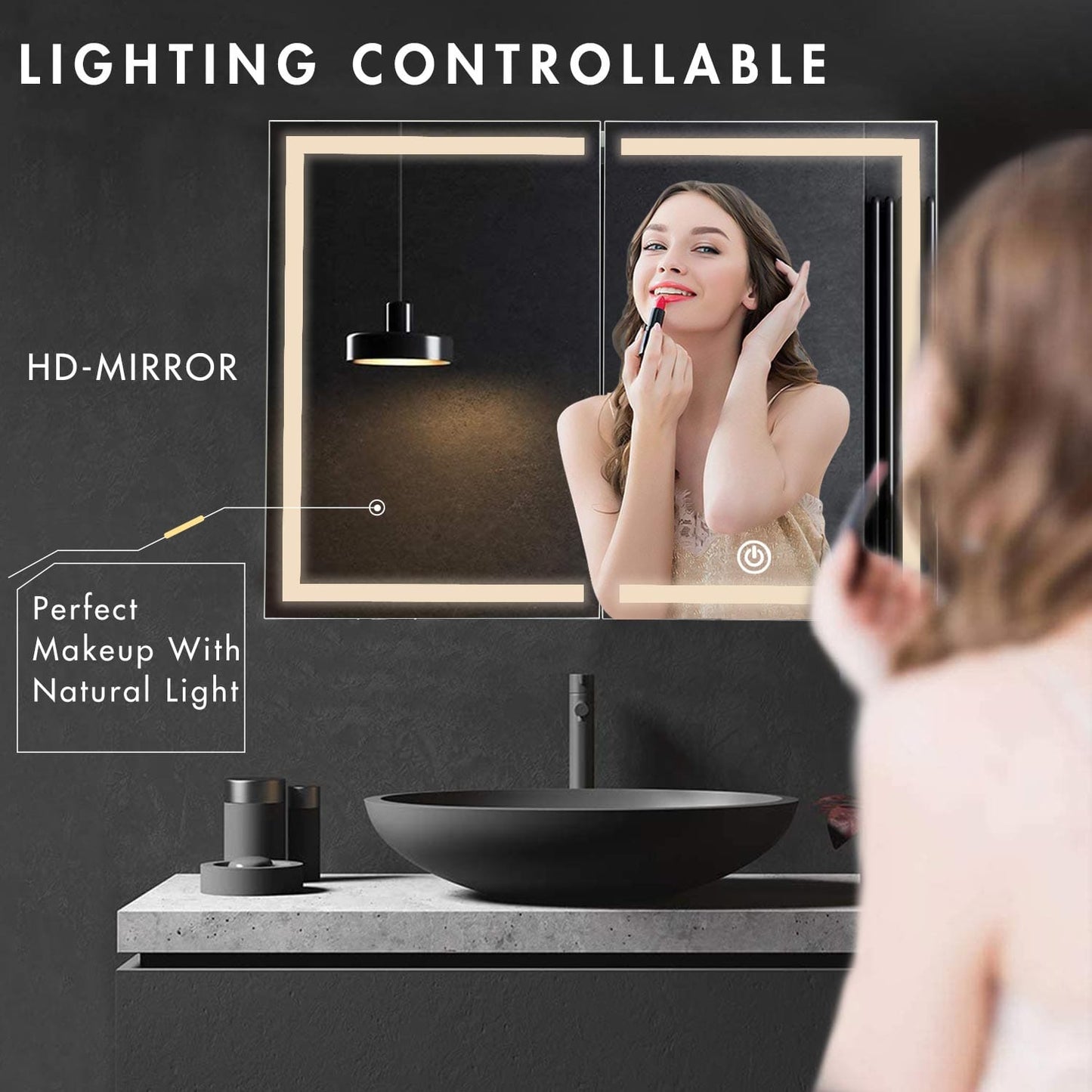 2 Doors LED Medicine Cabinet with Mirror White