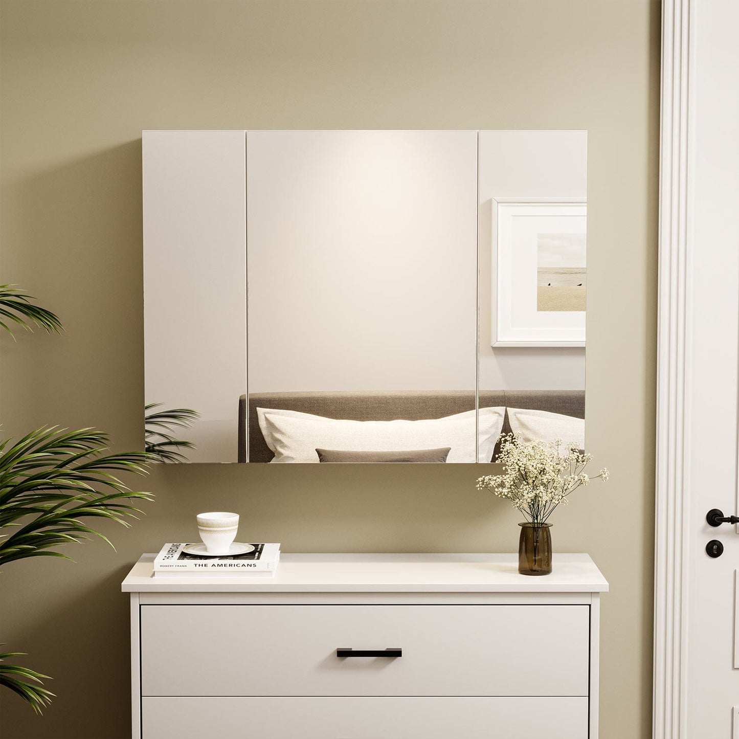 3 Doors Medicine Cabinet with Mirror White