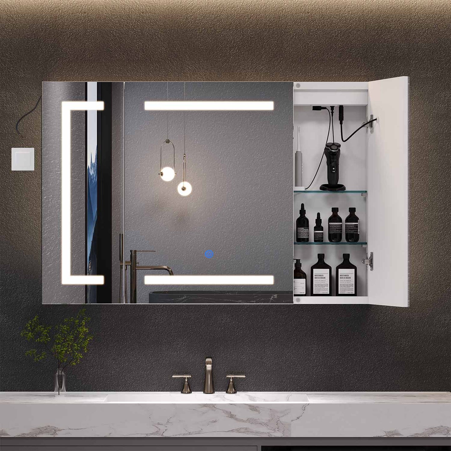 3 Doors Wall Mounted Medicine Cabinet with Mirror White