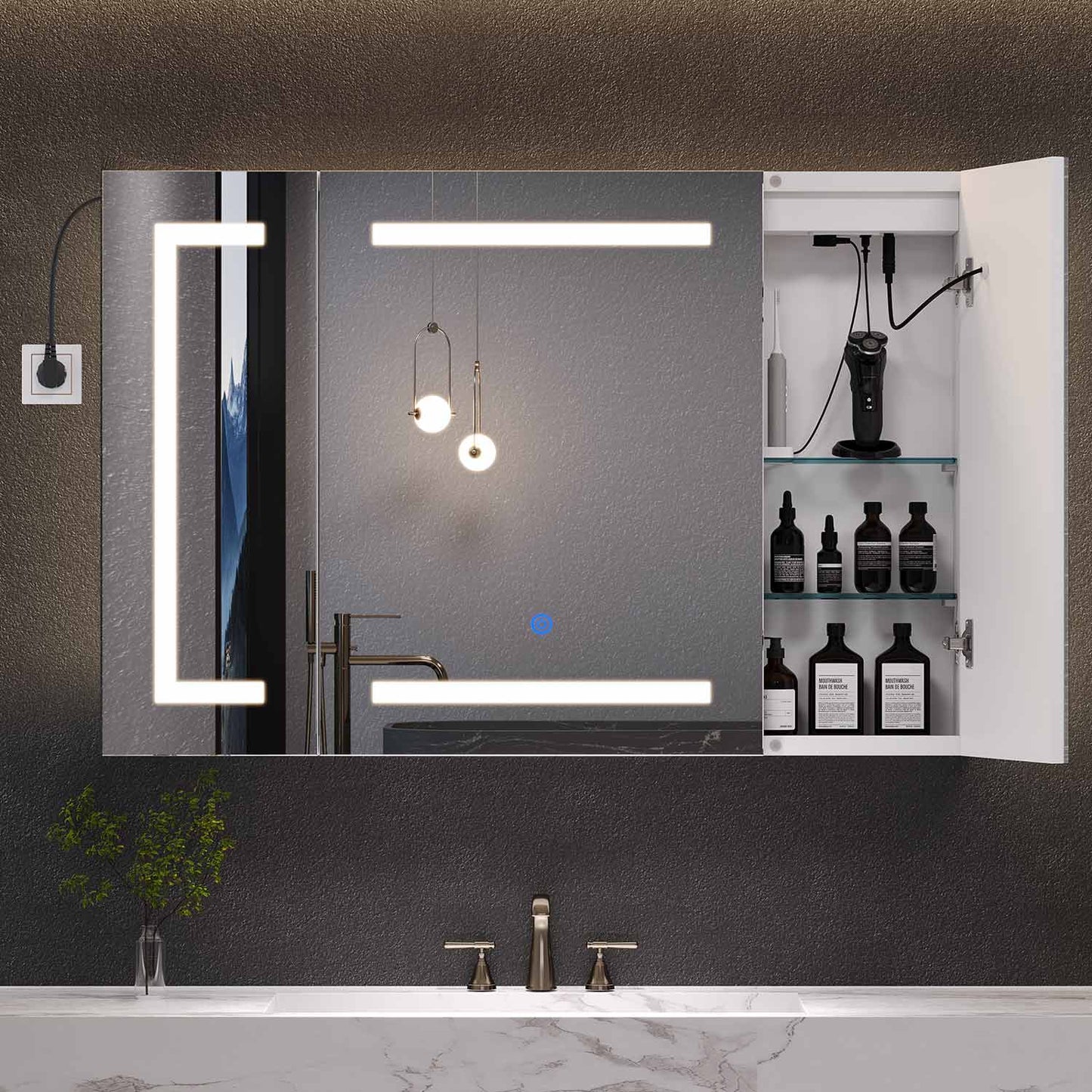 3 Doors Wall Mounted Medicine Cabinet with Mirror White