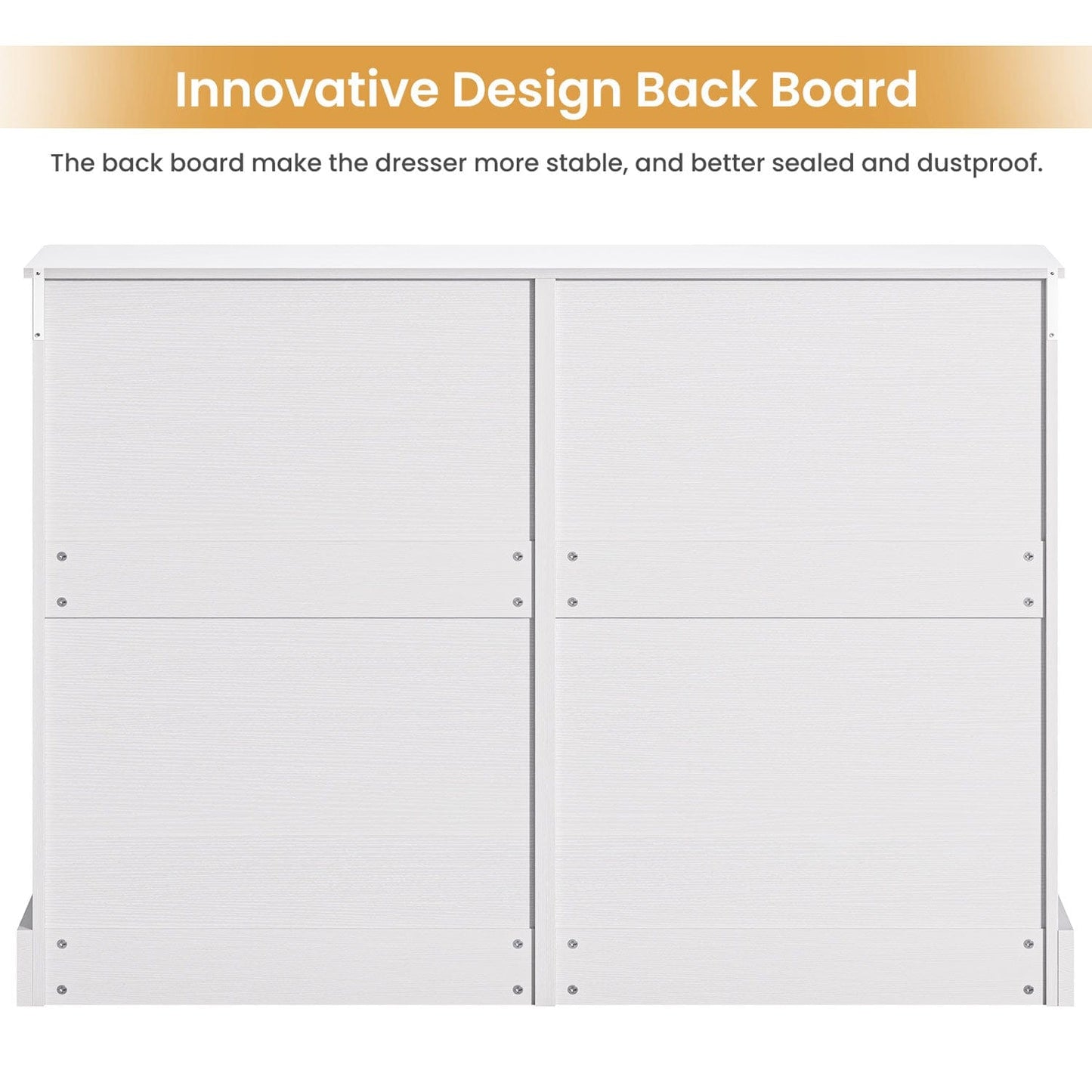 No Handle Design Dresser with 8 Drawers White