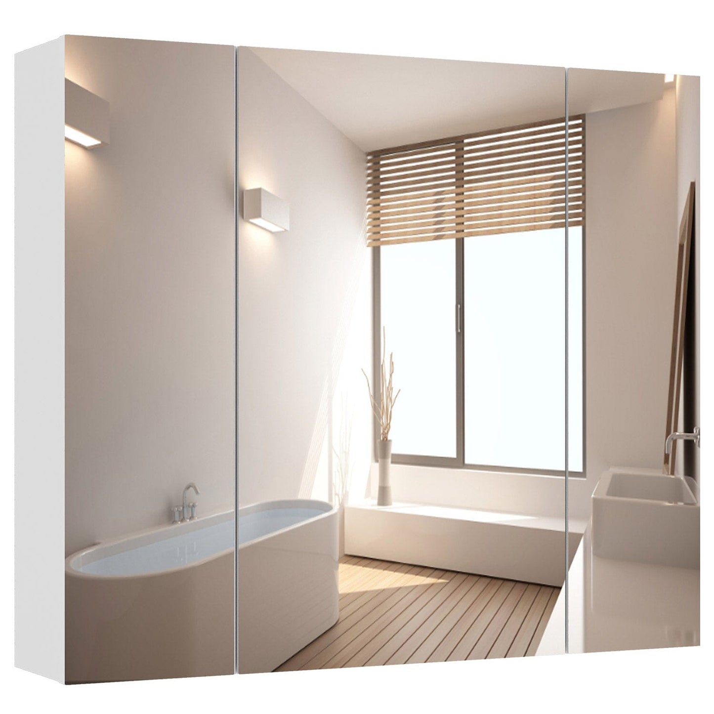 3 Doors Medicine Cabinet with Mirror White
