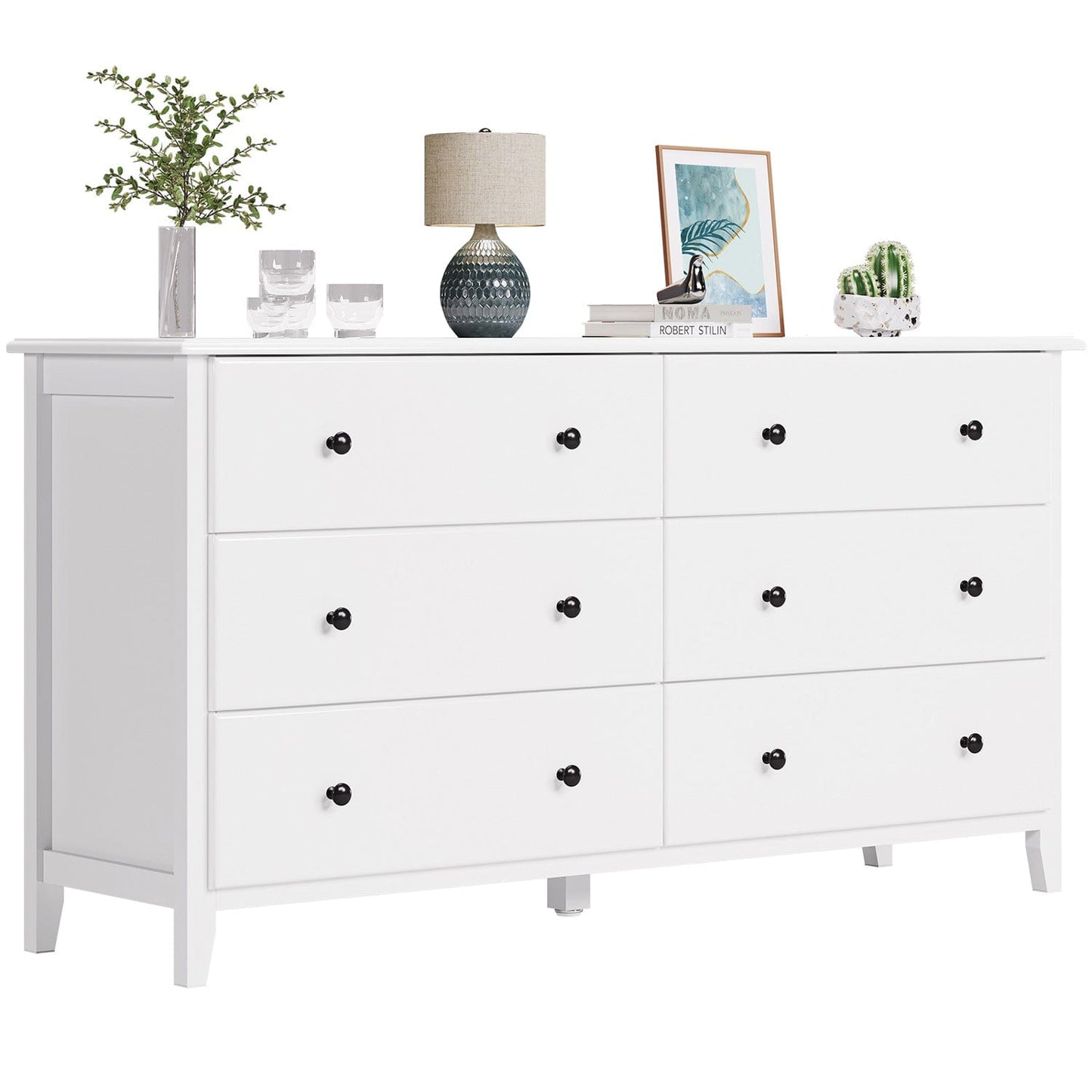 6 Drawers Dresser with Large Capacity White