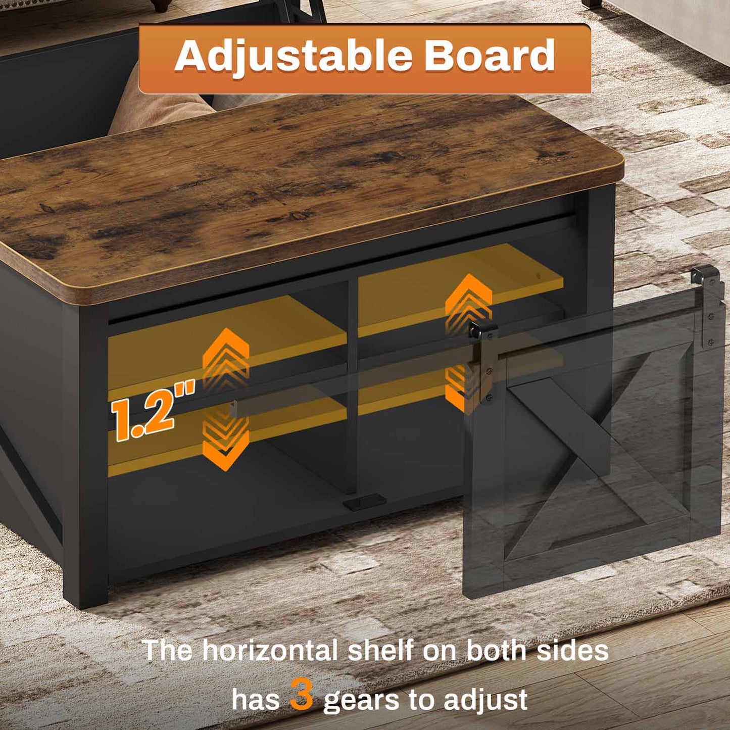 31.5 Inches Lift Top Coffee Table with Hidden Storage Black