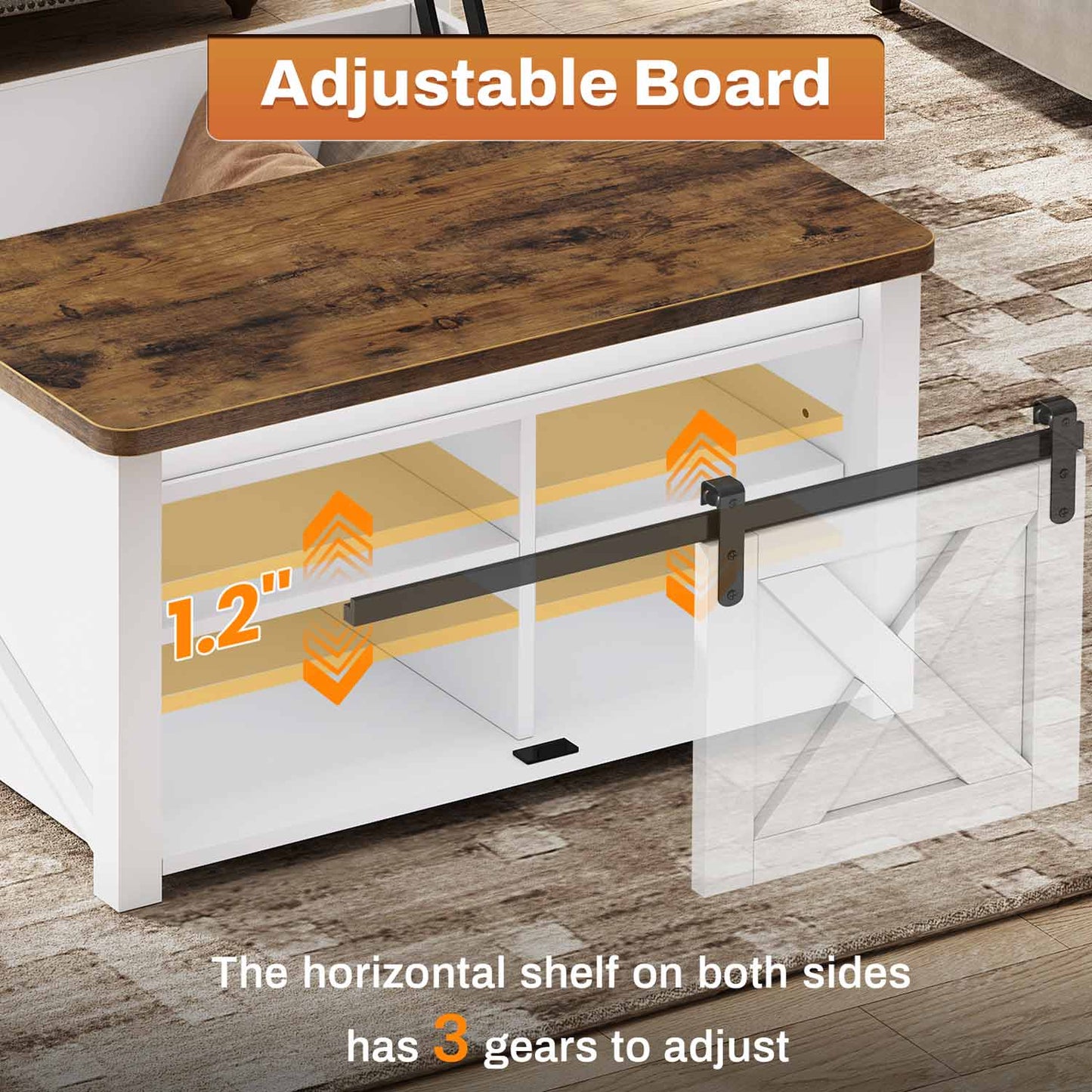 31.5 Inches Lift Top Coffee Table with Hidden Storage White